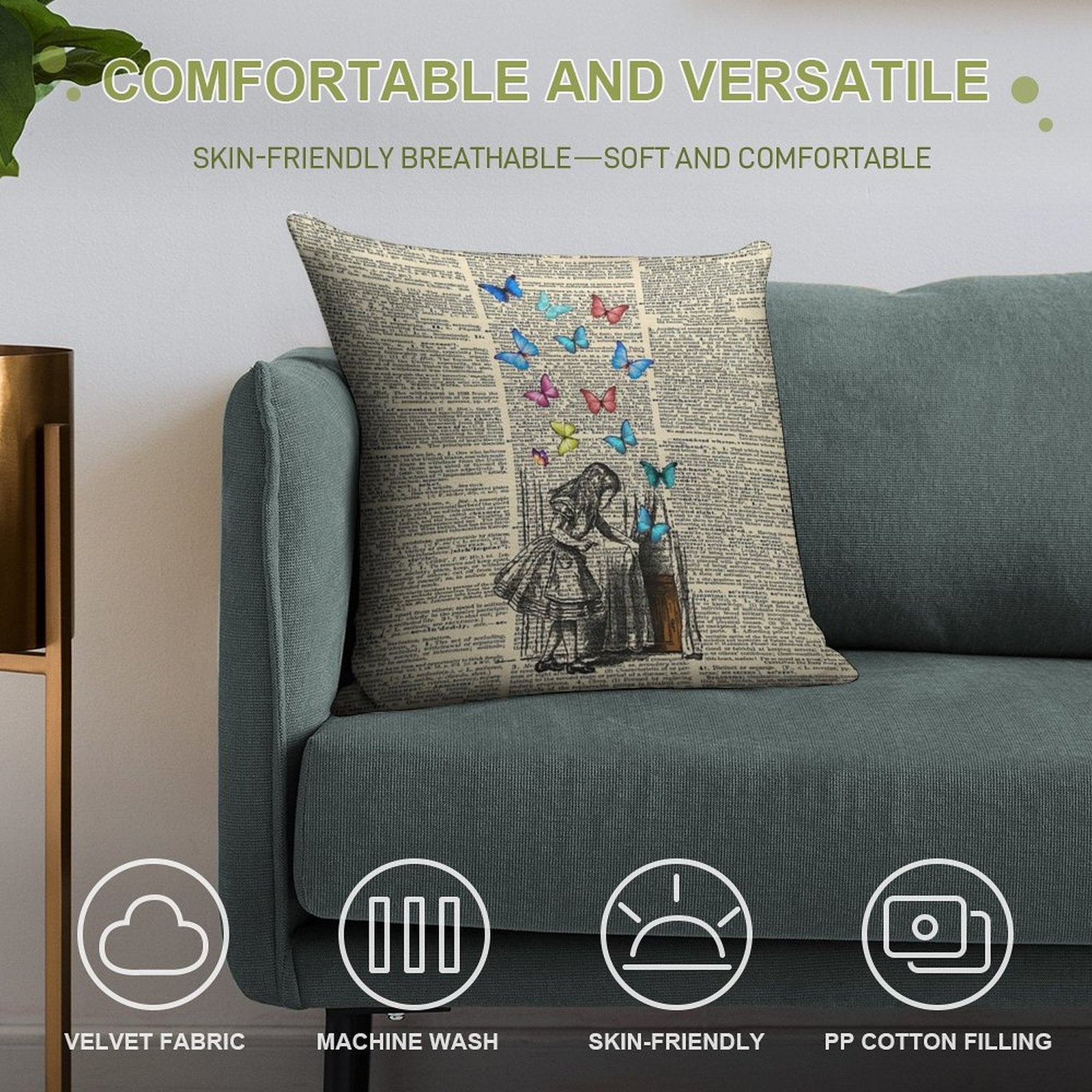 Alice In Wonderland - Let The Adventure Begin Soft Fade-Resistant Throw Pillow