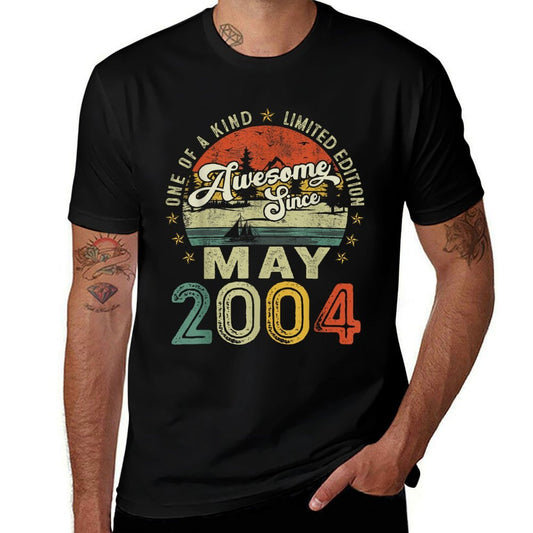 Retro 21 Years Old Vintage May 2004 21st Birthday Men Women  Easy-care T-Shirt