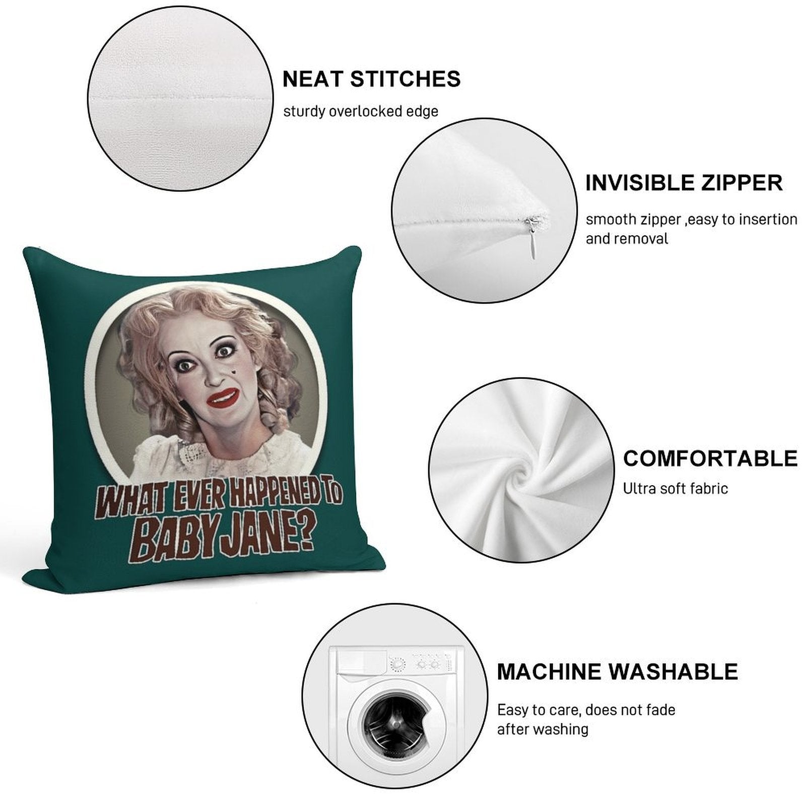 What Ever Happened To Baby Jane Soft Home Decor Throw Pillow
