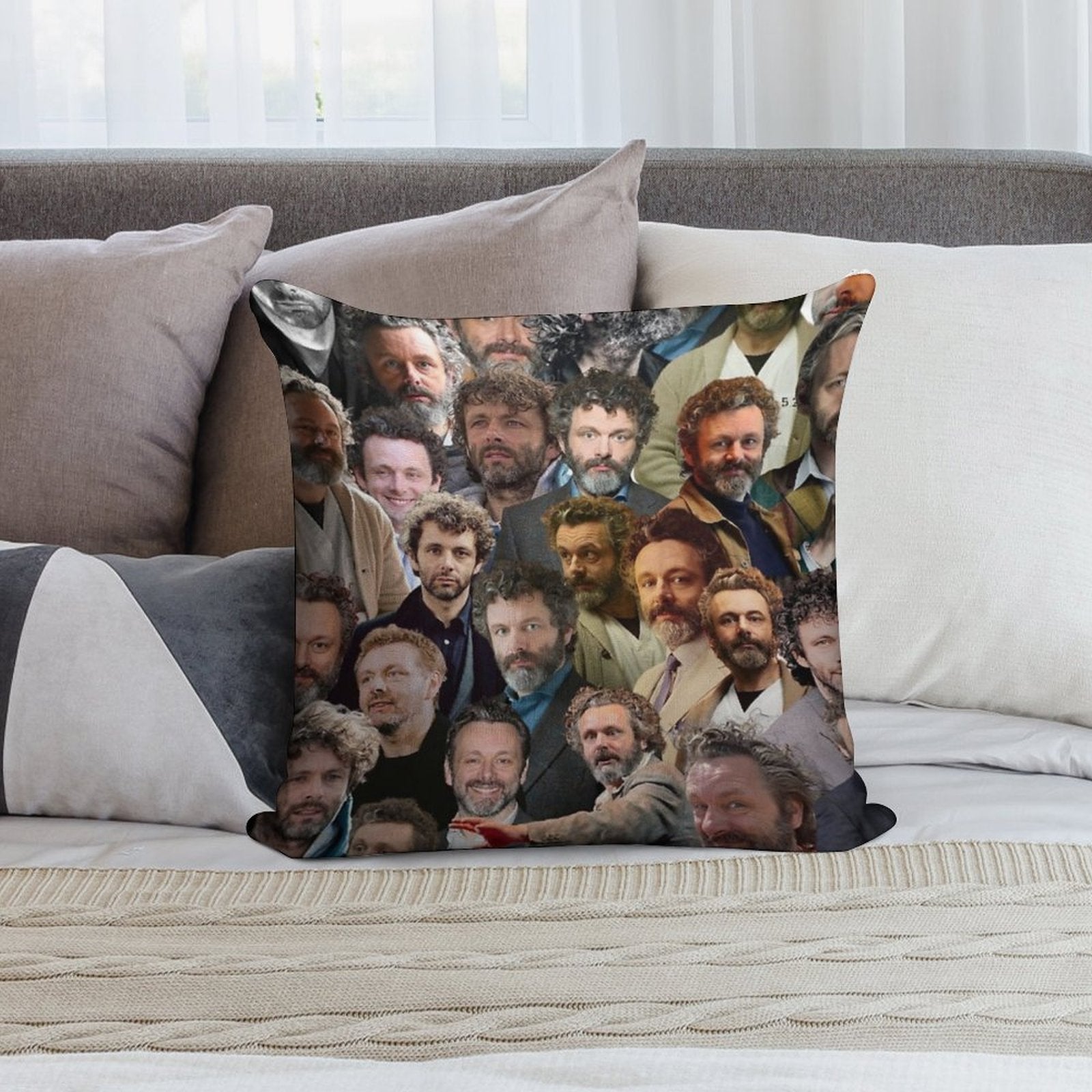 Michael Sheen Photo Collage Soft Short Plush Fabric Throw Pillow
