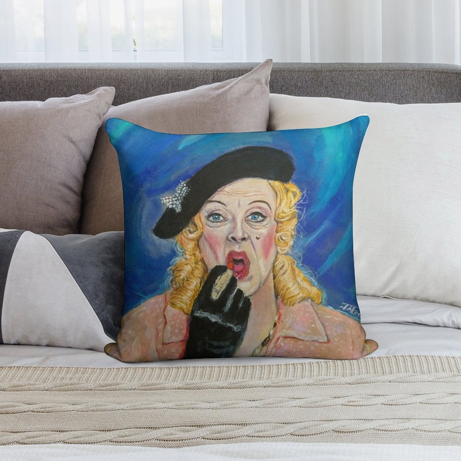 Jane at The Mirror Soft Fade-Resistant Throw Pillow