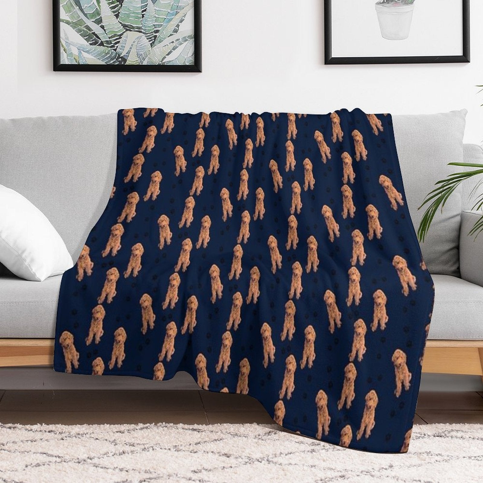 Red Goldendoodle Wrinkle-free Throw Blanket