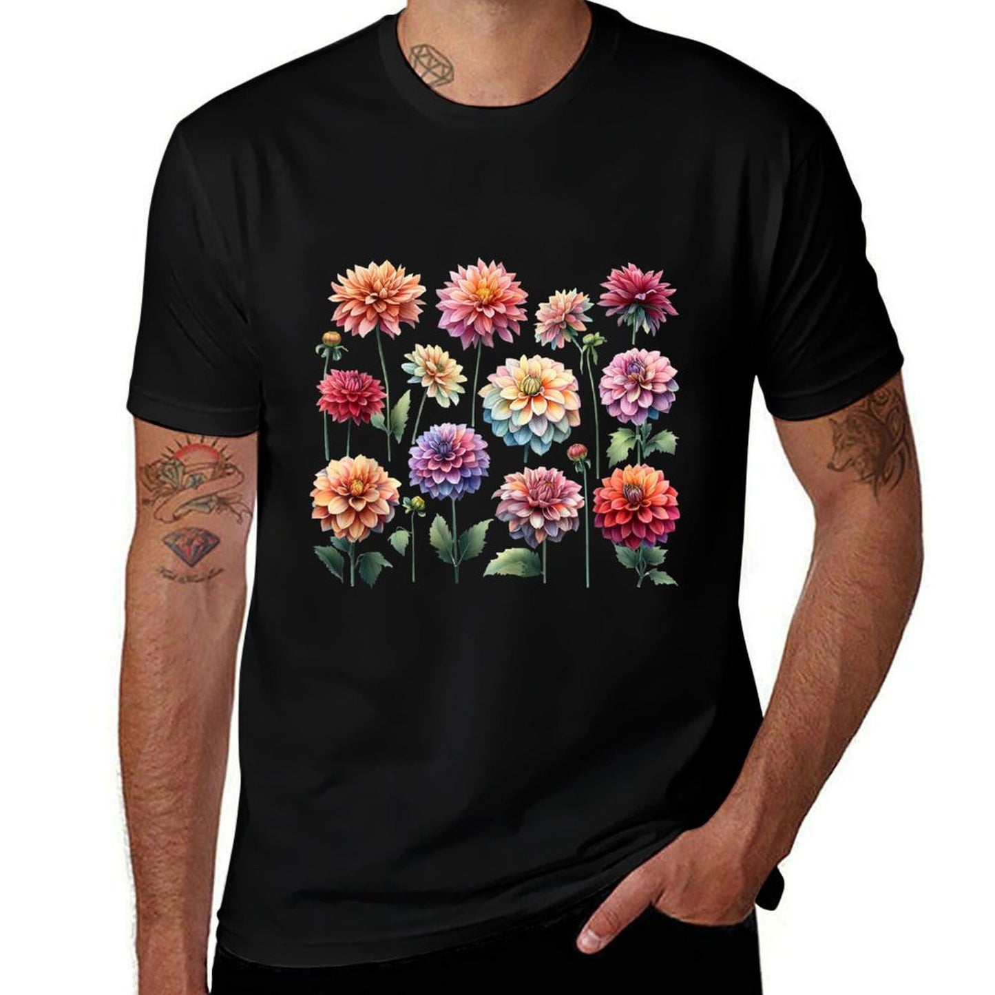 Vintage Retro Dahlia Flowers Delight Elegance in Bloom Quick-drying T-Shirt