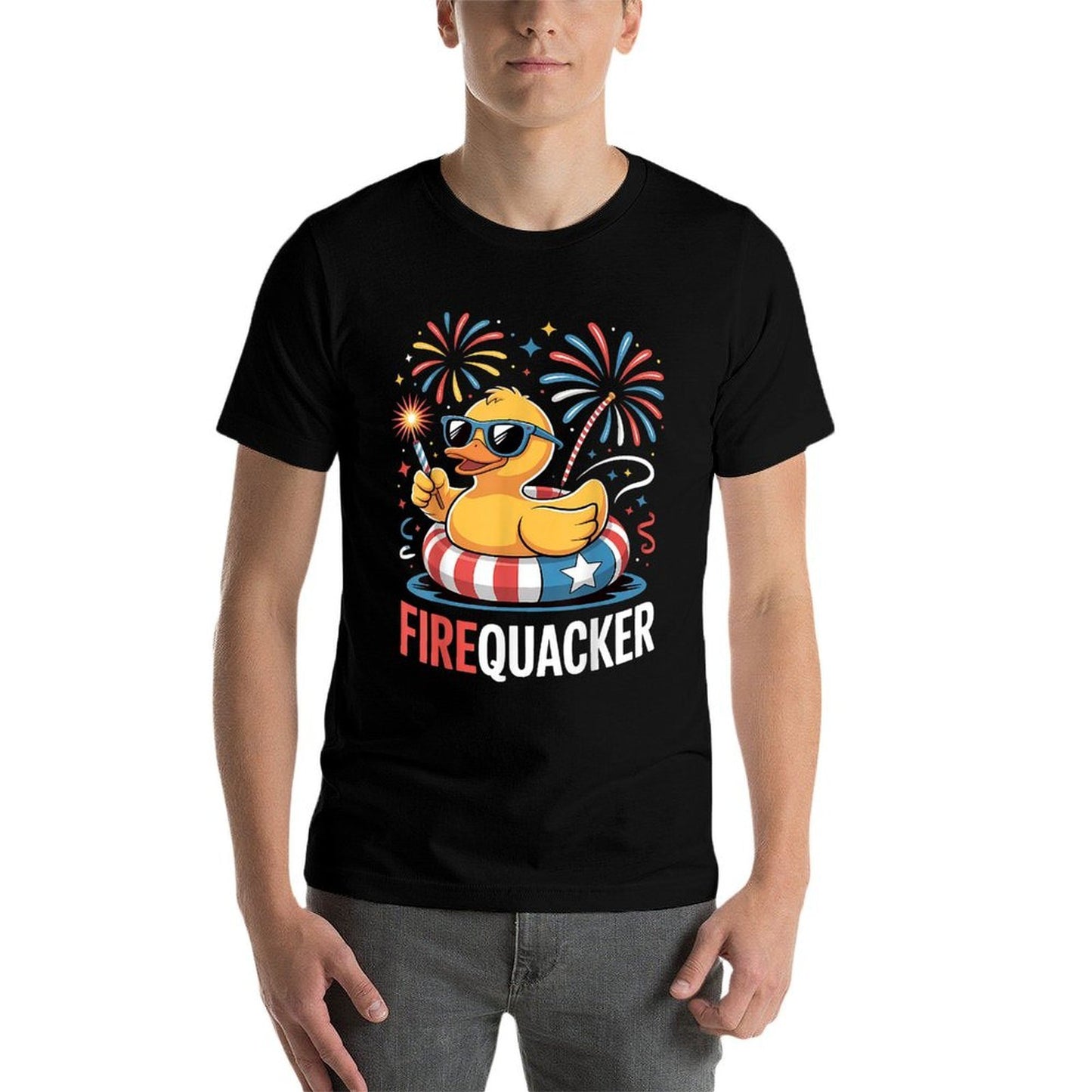 4th of July Duck Firequacker Patriotic Fourth of July Funny  Slim-fit Cut T-Shirt