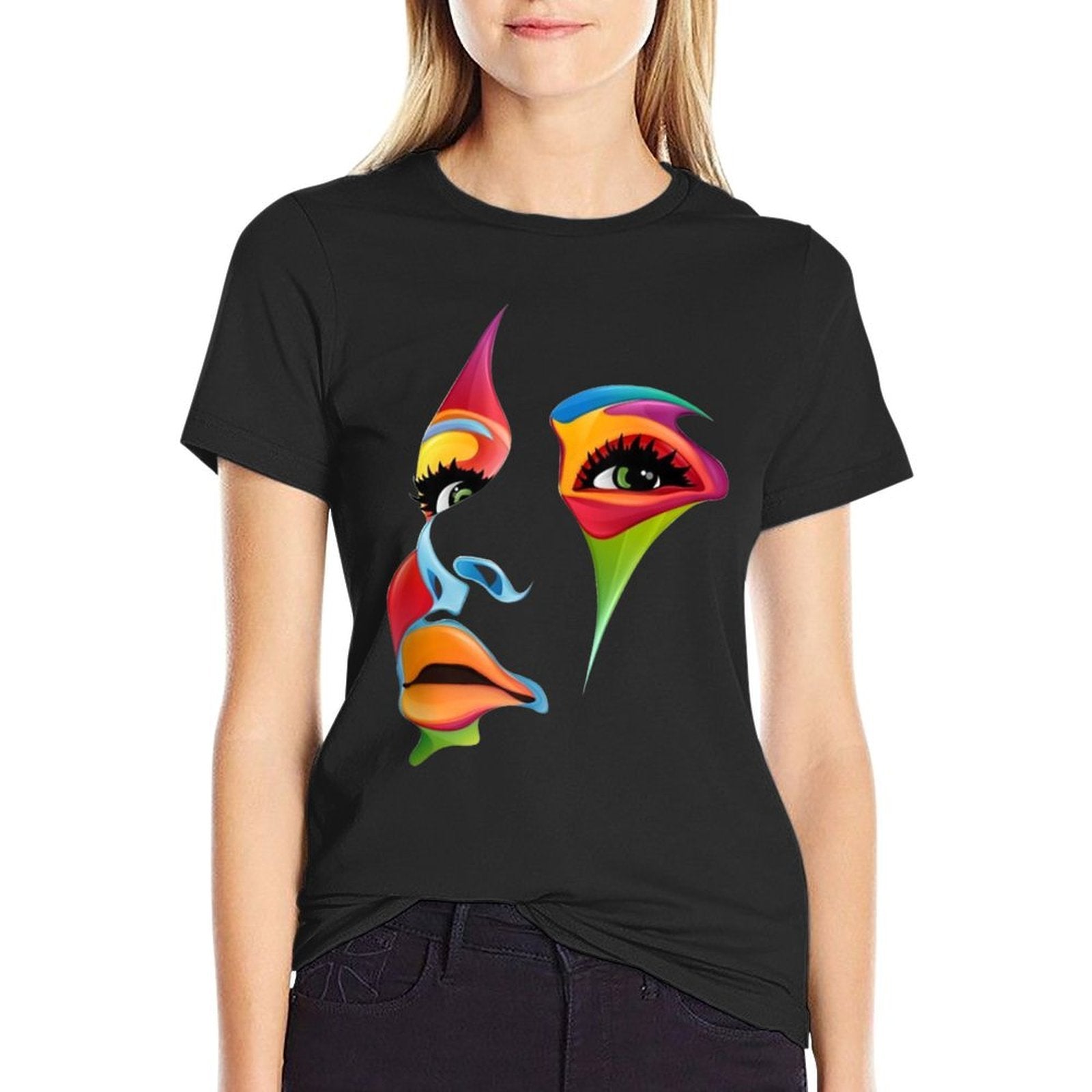 Abstract Colorful Woman Art Face Comfortable T-Shirt