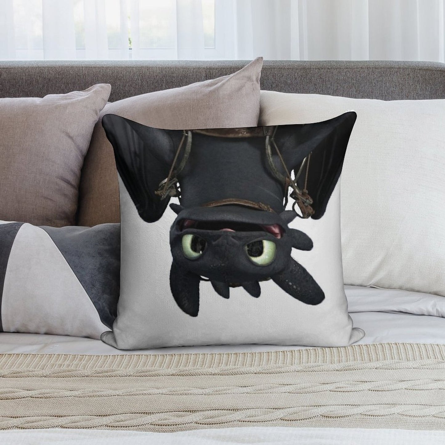 Toothless Soft Hidden Zipper Throw Pillow