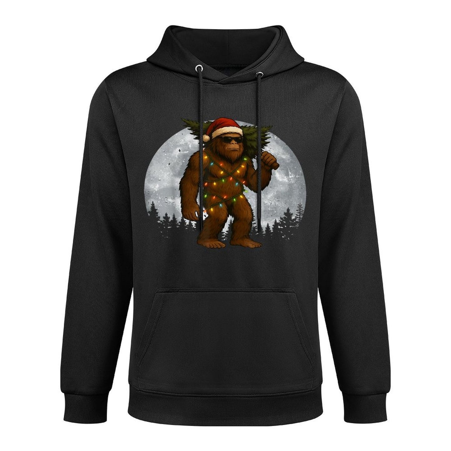 Santa Bigfoot Christmas Lights Funny Sasquatch Believe Versatile Streetwear Hoodie