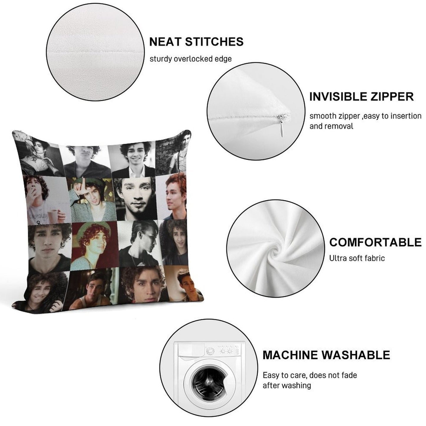 Robert Sheehan Soft Skin-Friendly Throw Pillow