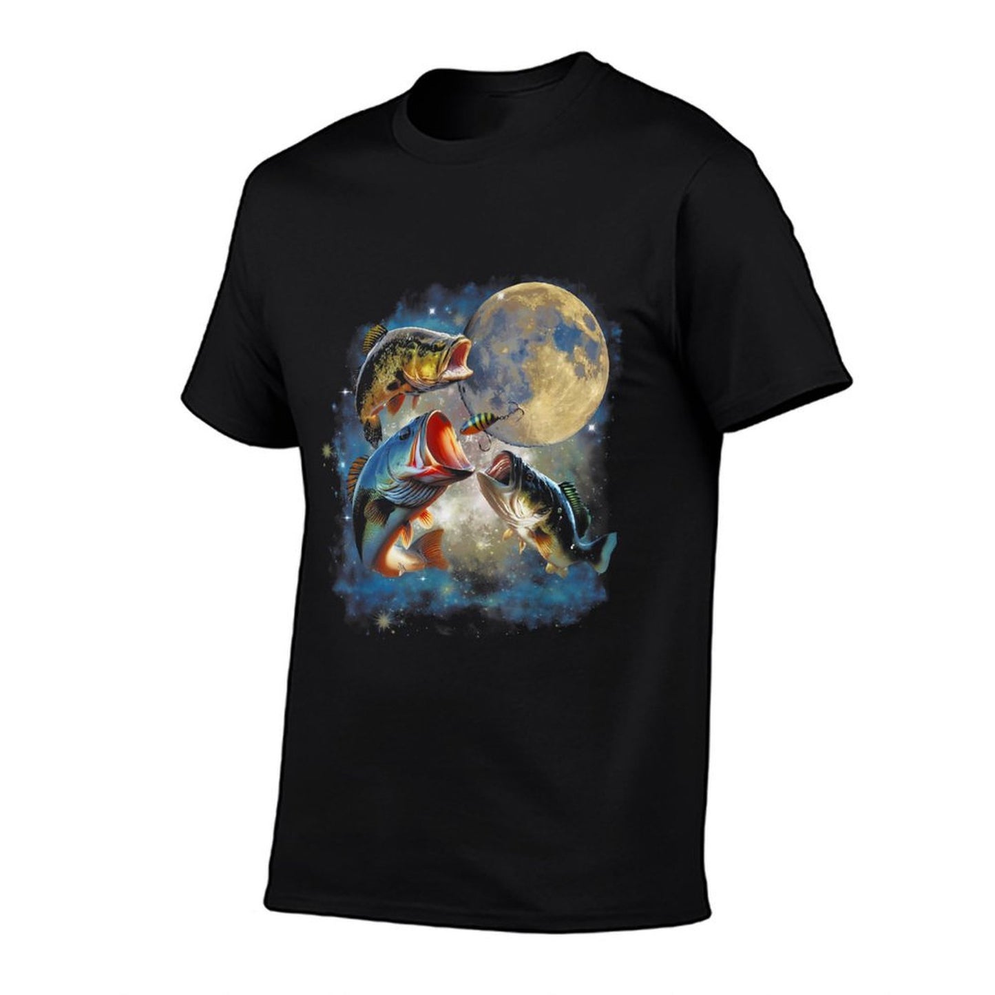 Vintage 90s Largemouth Bass Moon Retro Fisherman Fishing Versatile T-Shirt