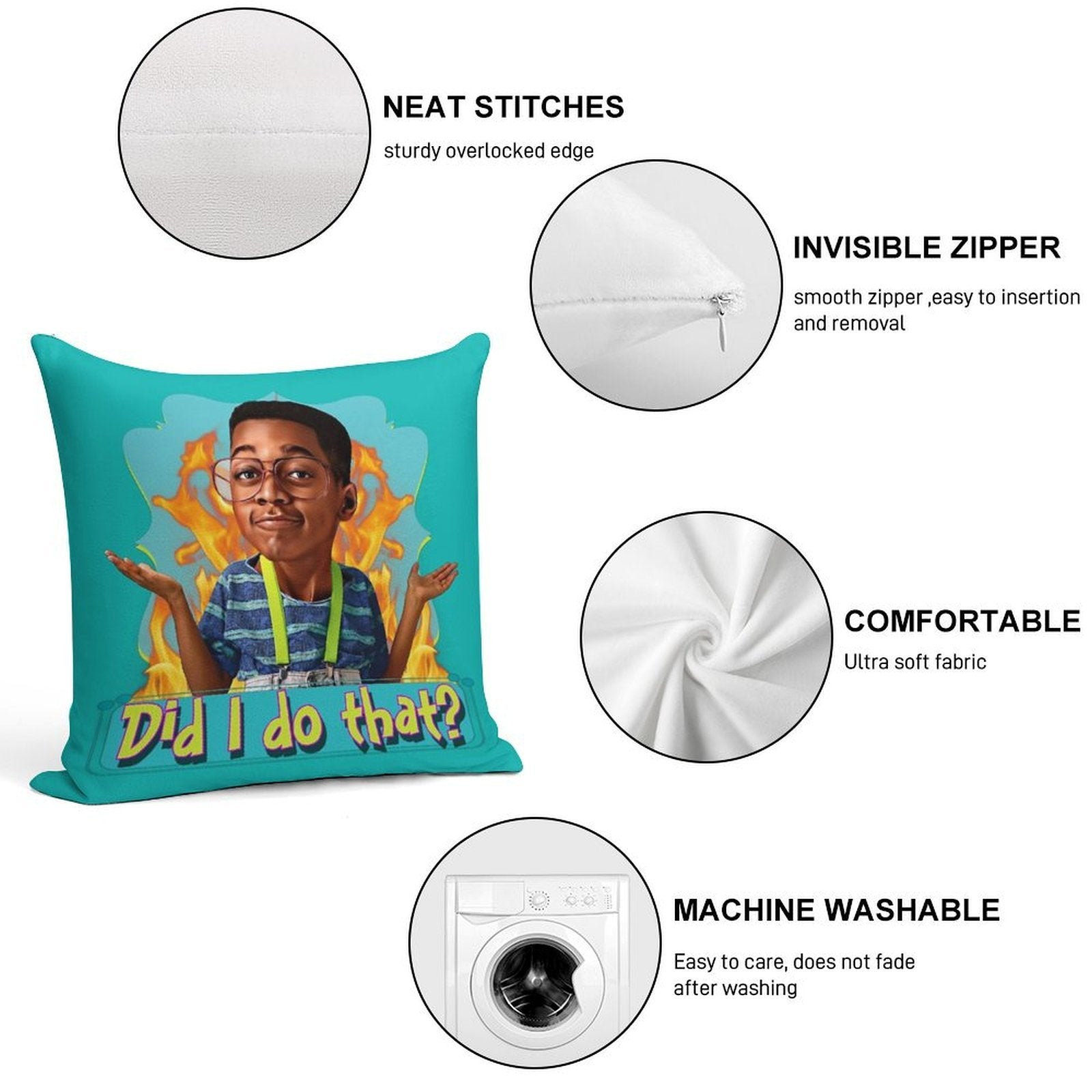 Steve Urkel- Did I Do That Soft Ultra-Soft Texture Throw Pillow
