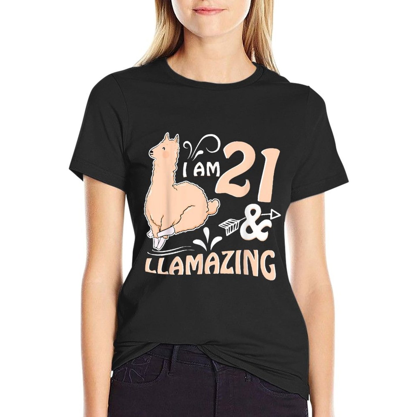 21st Birthday Llama T I'm 21 And Llamazing Stretchy T-Shirt