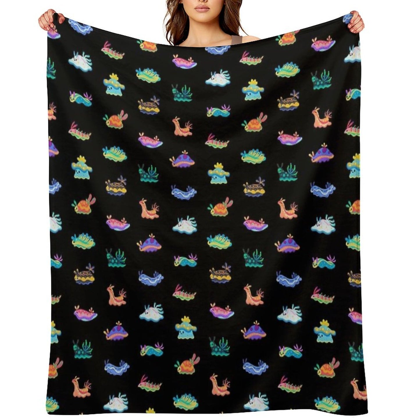 Sea Slug - Black Versatility Throw Blanket