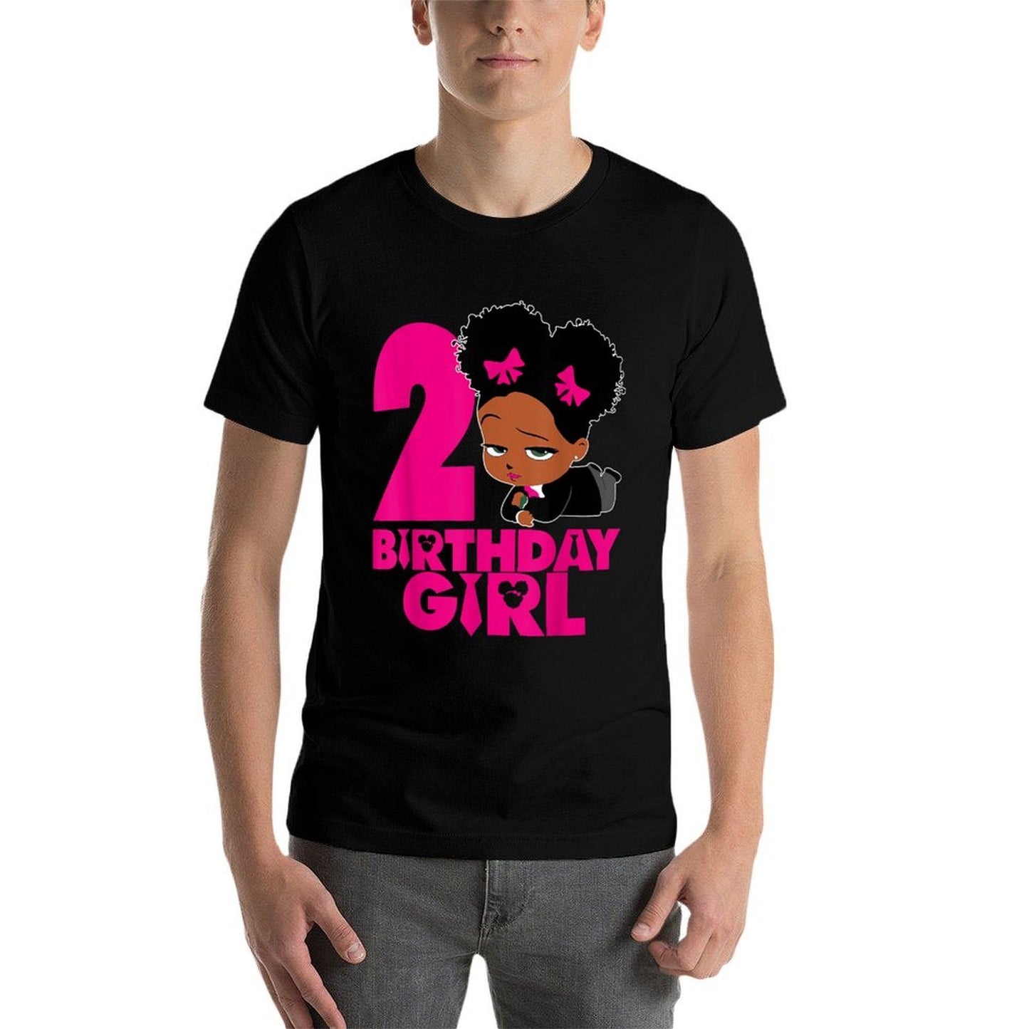 2nd Birthday Girl Baby Boss Cute African American Kids Afro Wrinkle-resistant T-Shirt