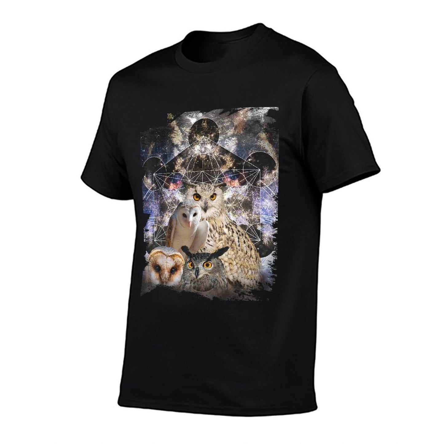 Trippy Owl Psychedelic Chakra Owls Life Flower Mandala Rave Rolled Sleeves T-Shirt
