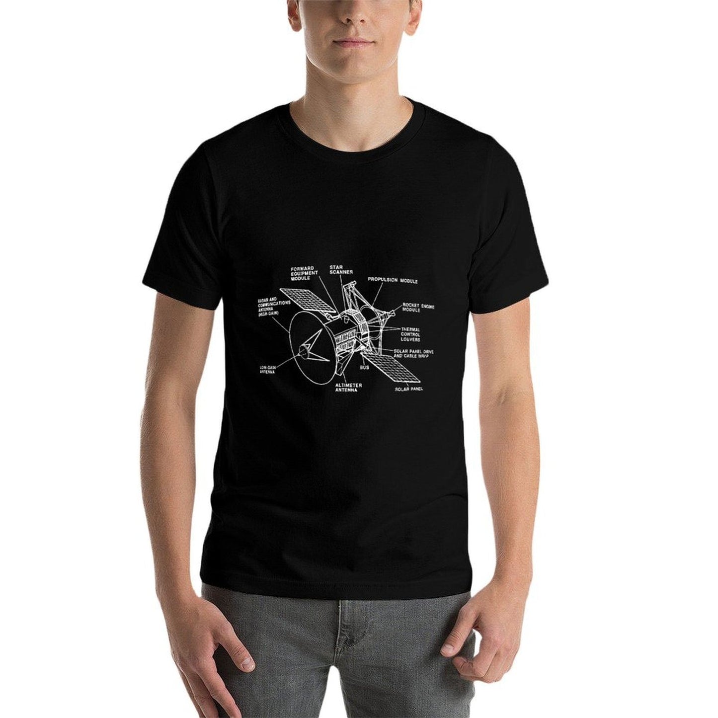 Space Satellite Vintage Retro Diagram Chart Blueprint Gift High-quality Stitching T-Shirt