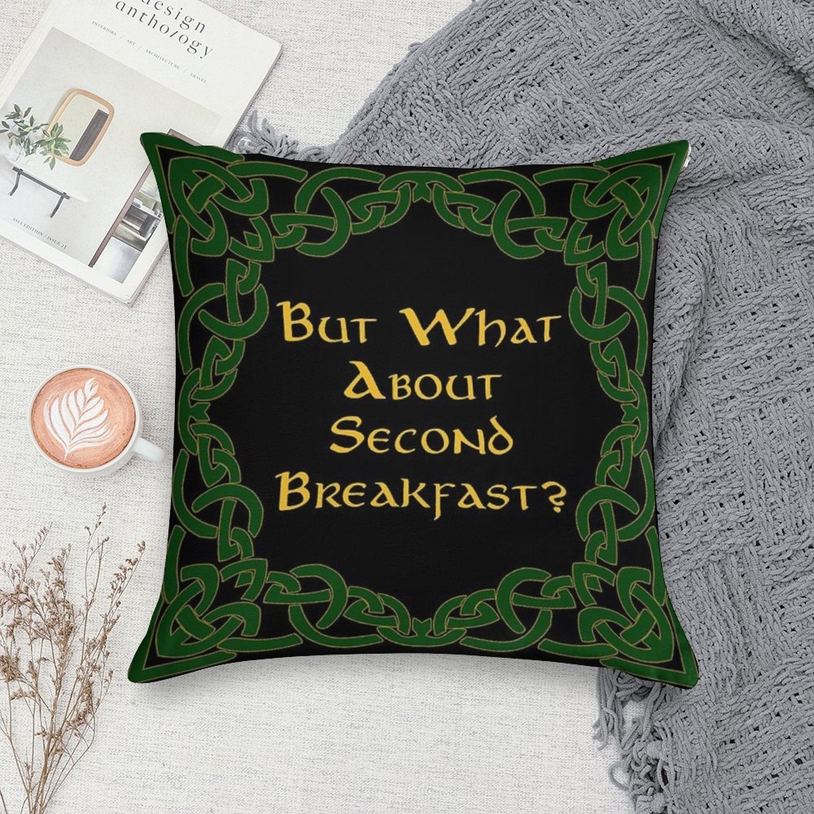 Second Breakfast Soft Washable Throw Pillow