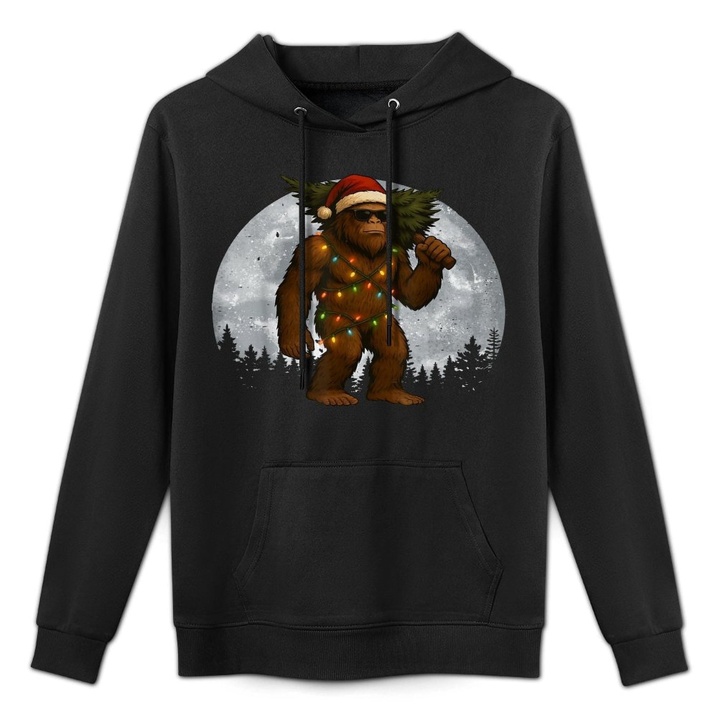 Santa Bigfoot Christmas Lights Funny Sasquatch Believe Versatile Streetwear Hoodie