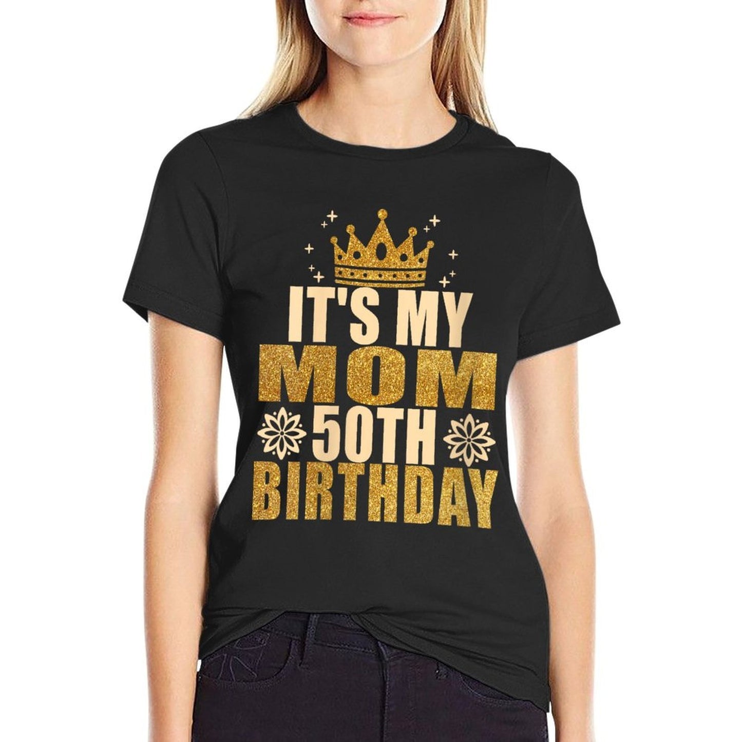 Womens Its My Mom 50th Birthday 50th Birthday Heathered Texture T-Shirt