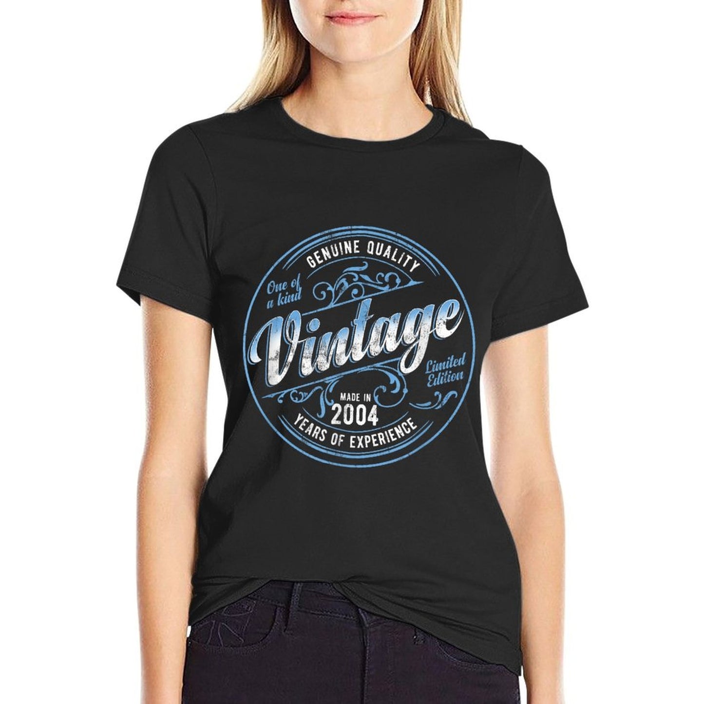 Vintage Born In 2004 Genuine & Original 21st Birthday Summer-ready Fabric T-Shirt