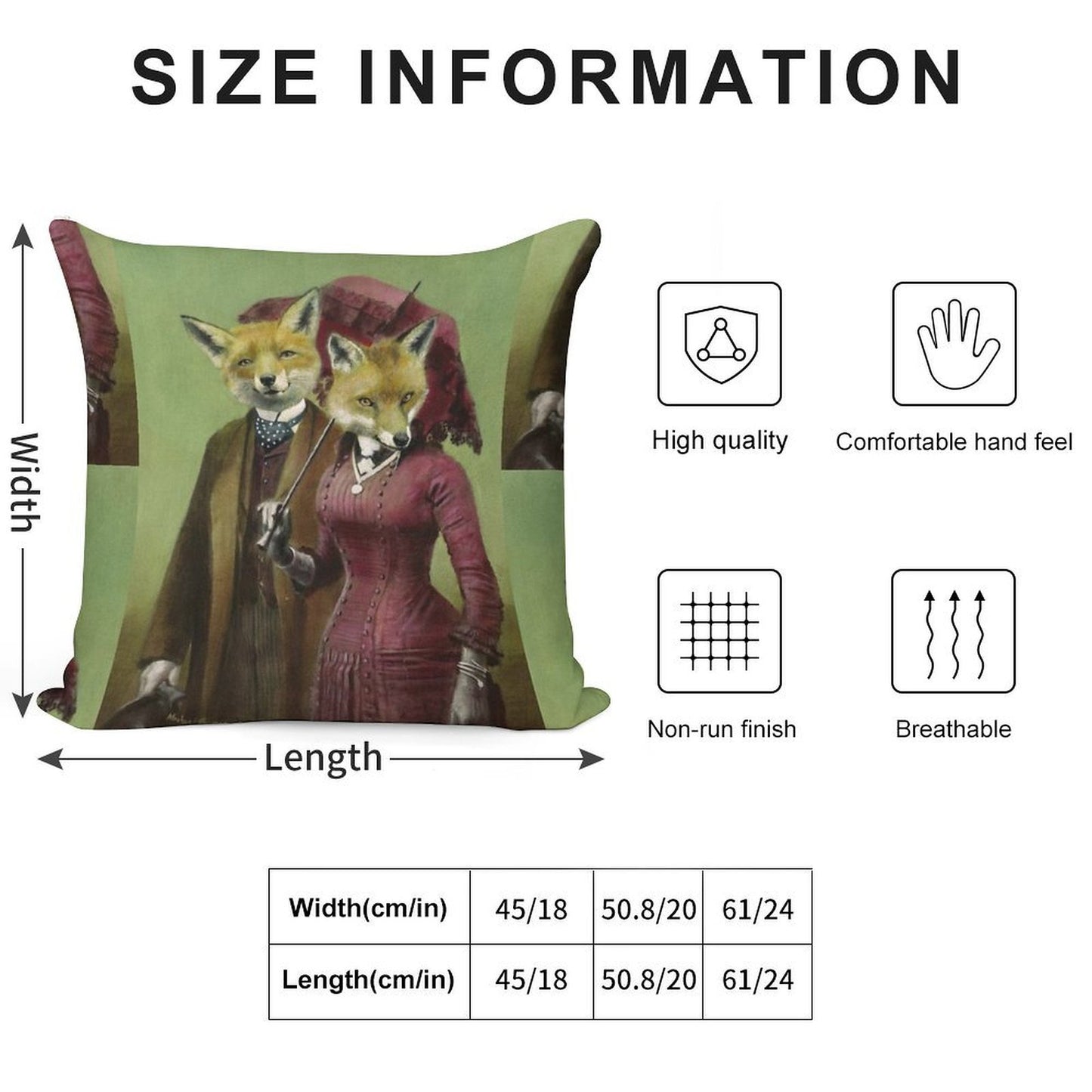 Victorian Fox Couple Soft Style Accent Throw Pillow