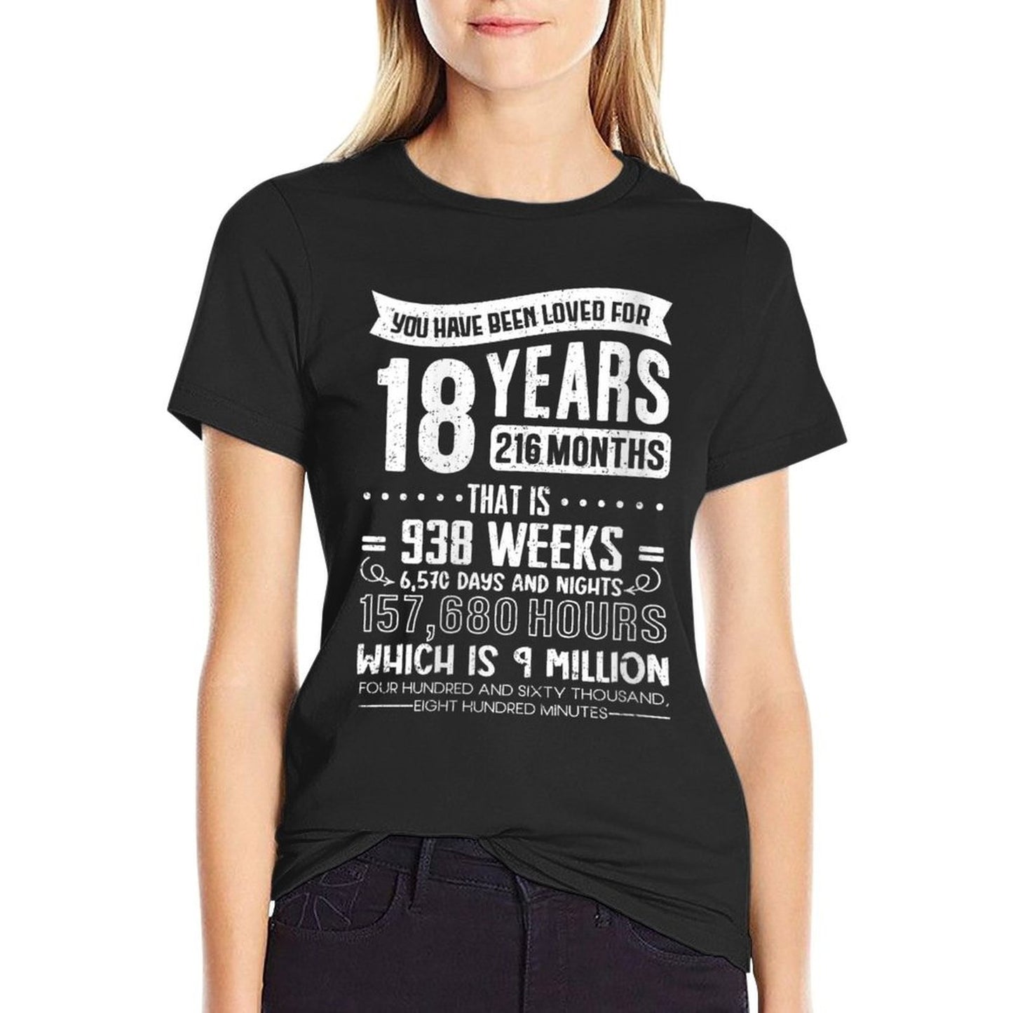 Womens You Have Been Loved for 18 Birthday Happy 18th Birthday Oversized Silhouette T-Shirt