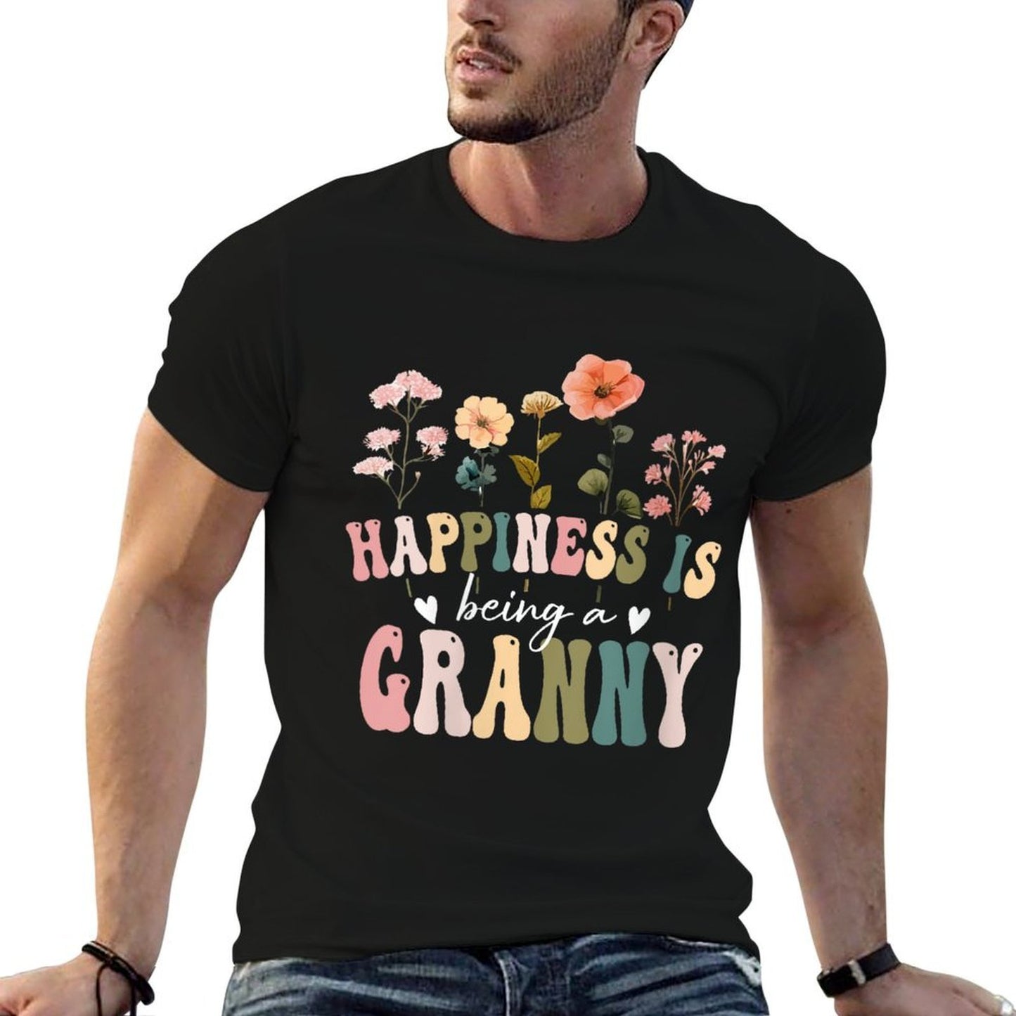 Womens Happiness Is Being A Granny Floral Granny Mother's Day Classic T-Shirt