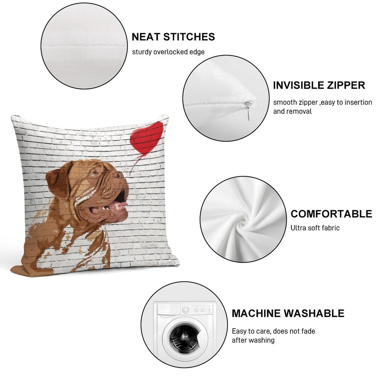 Dogue De Bordeaux Banksy Style Soft Ultra-Soft Texture Throw Pillow