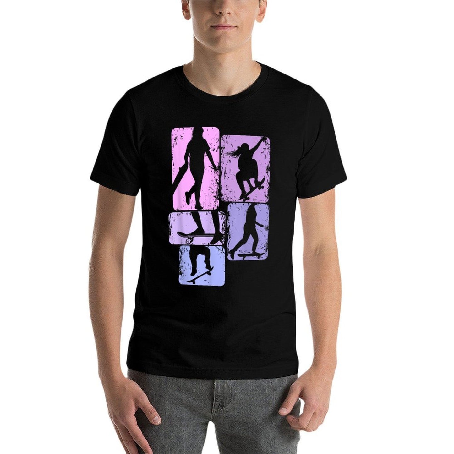 Skateboarder Skater Girl Skateboarding Kids Oversized Silhouette T-Shirt