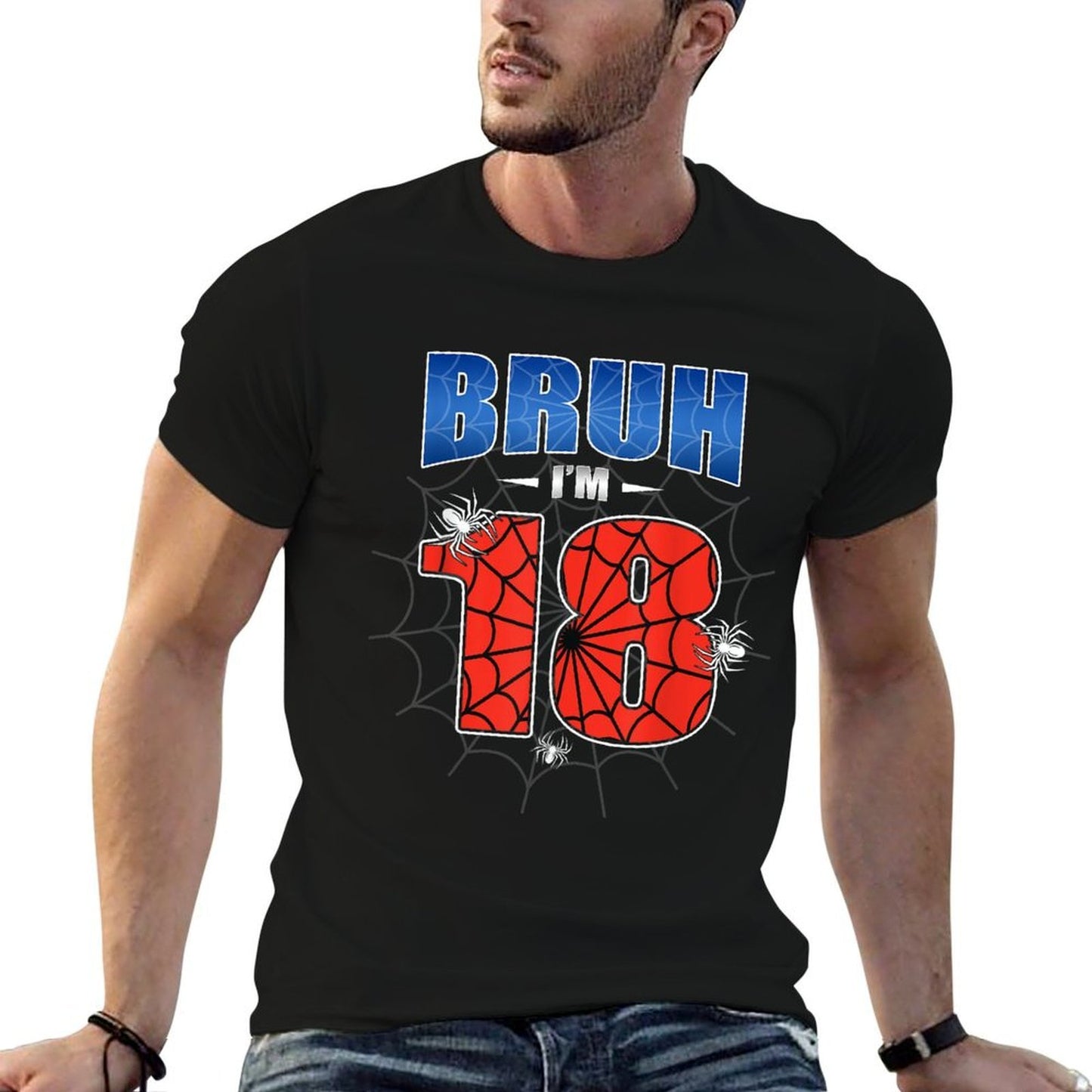 Spider Web Bruh I'm 18 Years Old It's My 18th Birthday Boy Lightweight T-Shirt