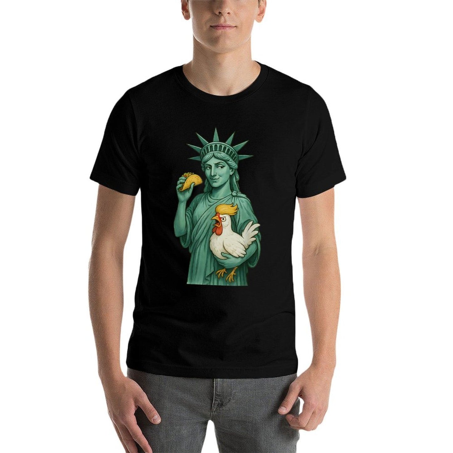 Statue of Liberty Funny Patriotic Lets Go Taco Slim-fit Cut T-Shirt