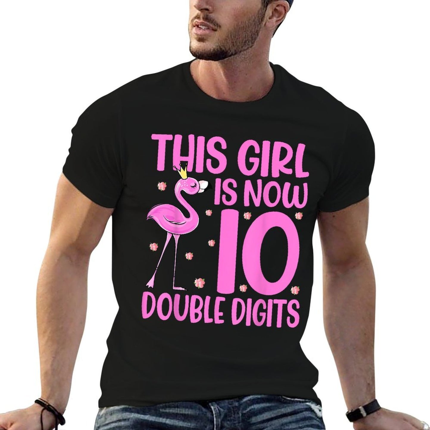 This Girl Is Now 10 Double Digits Flamingo 10th Birthday Versatile T-Shirt