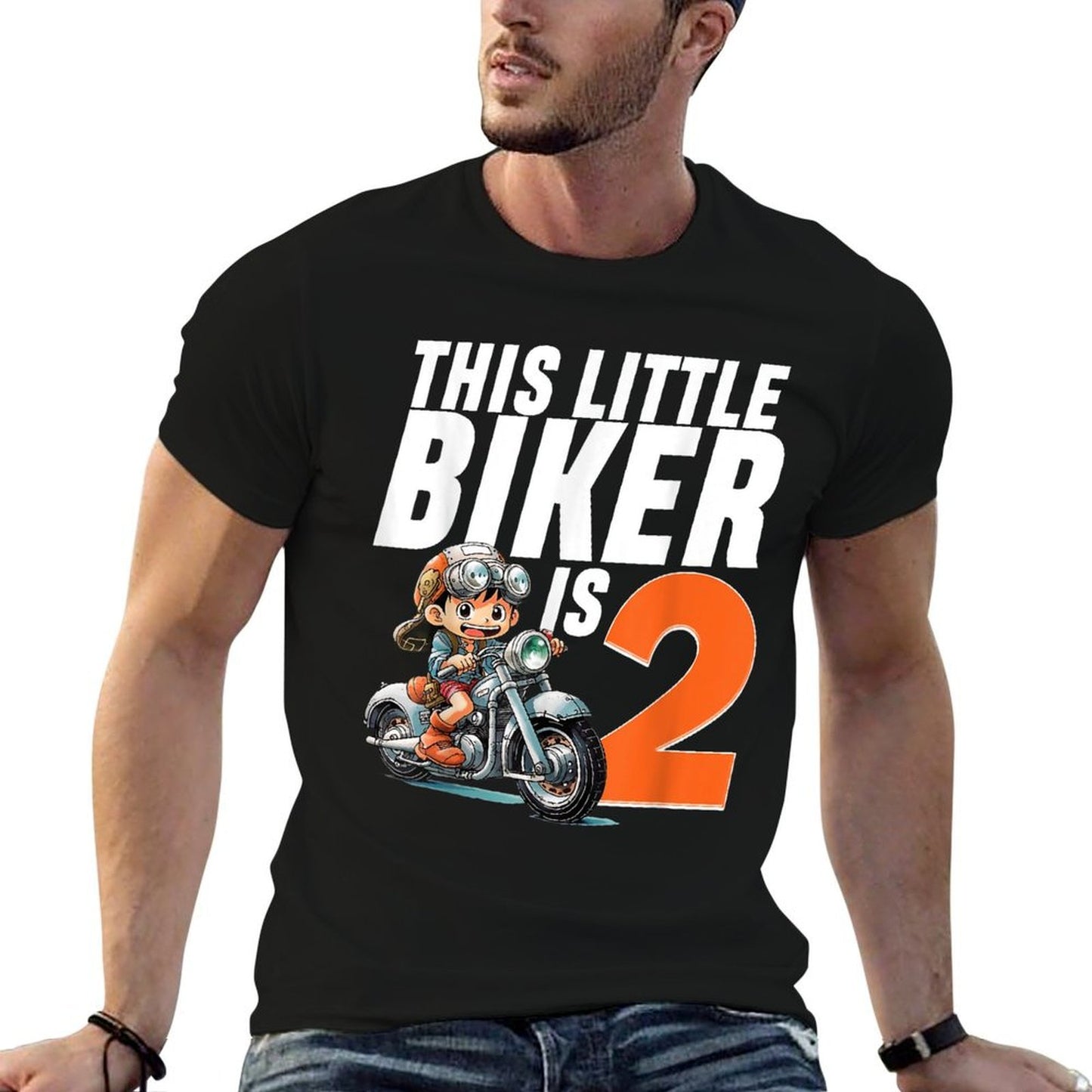 2nd Birthday Boys Motorcycle Biker 2 Year Old Gift Fade-proof Color T-Shirt