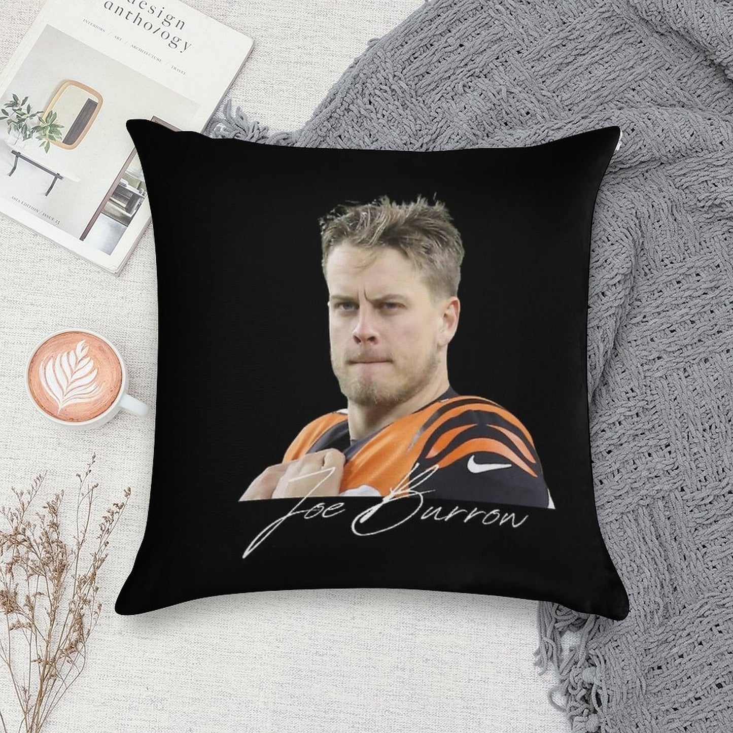 Joe Burrow Signed Design Soft Easy Maintenance Throw Pillow