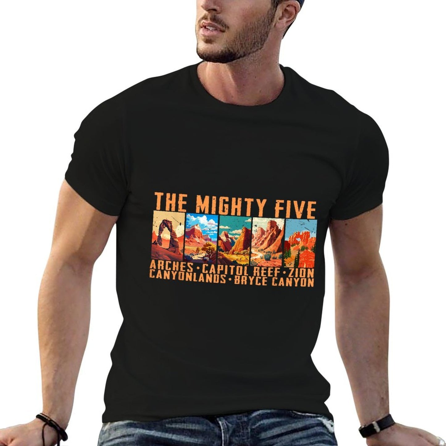 Vintage Moab Souvenir Big 5 Utah Mighty Five National Park Breathable T-Shirt