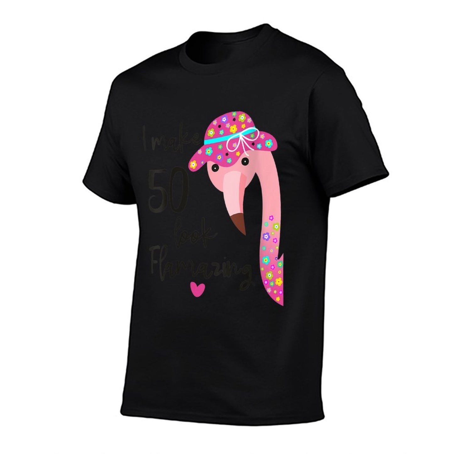 Womens Funny Flamingo 50th Birthday for 50 Years Old Fifty Trendy Pattern T-Shirt