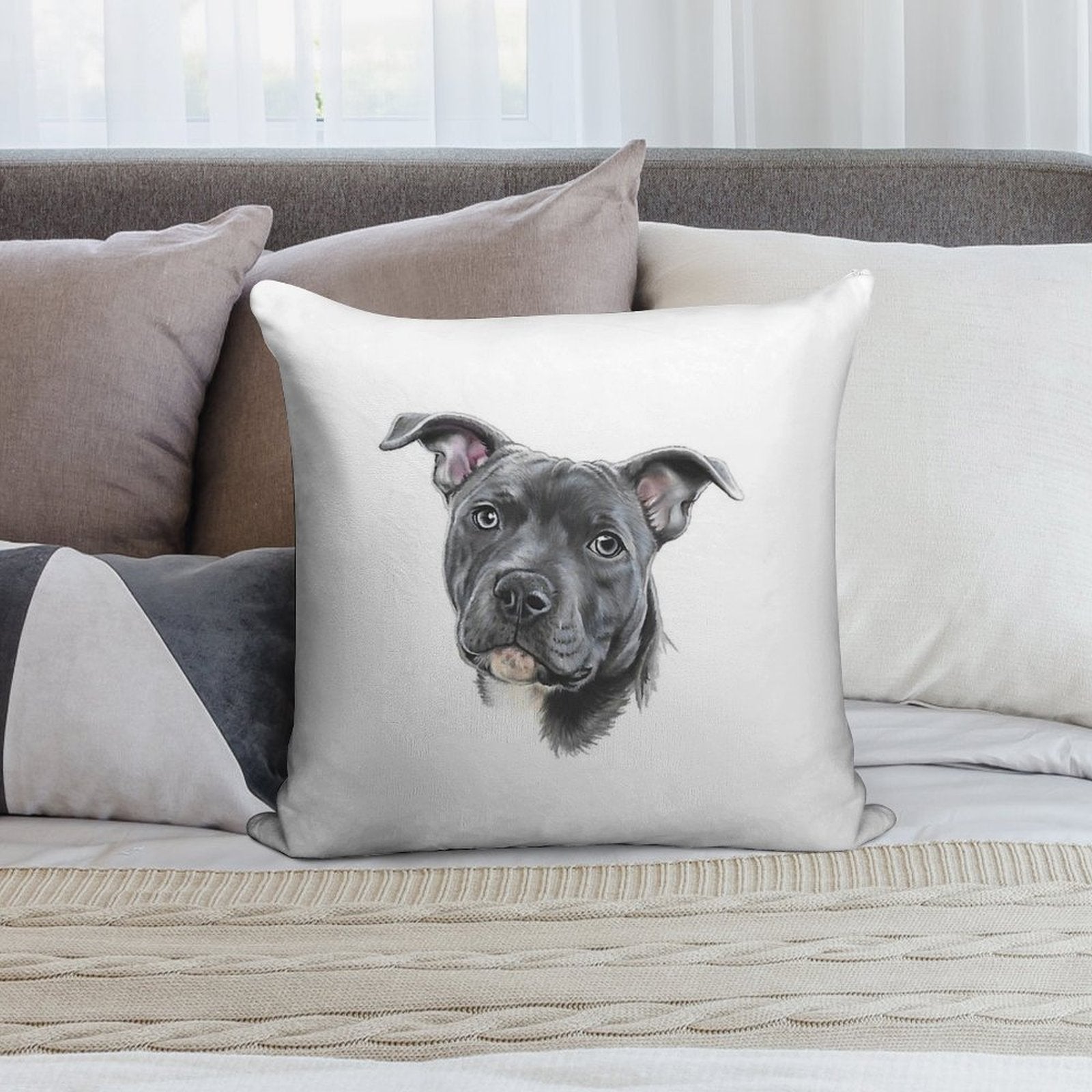 Blue Staffy Soft Warmth Comfort Throw Pillow