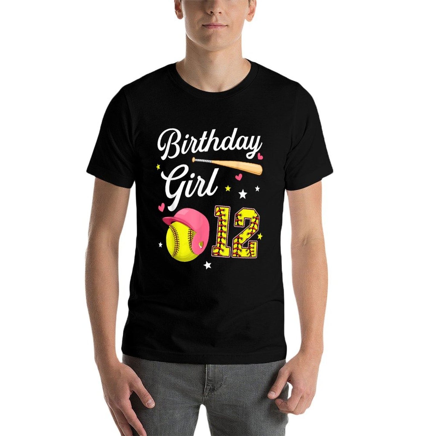 12th Birthday Girl Softball Twelfth Bday 12 Twelve Year Old Lightweight T-Shirt