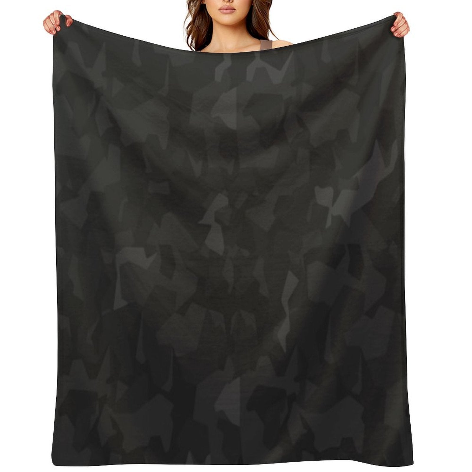 Graphic Camo Dark Grey Shrink-resistant Throw Blanket