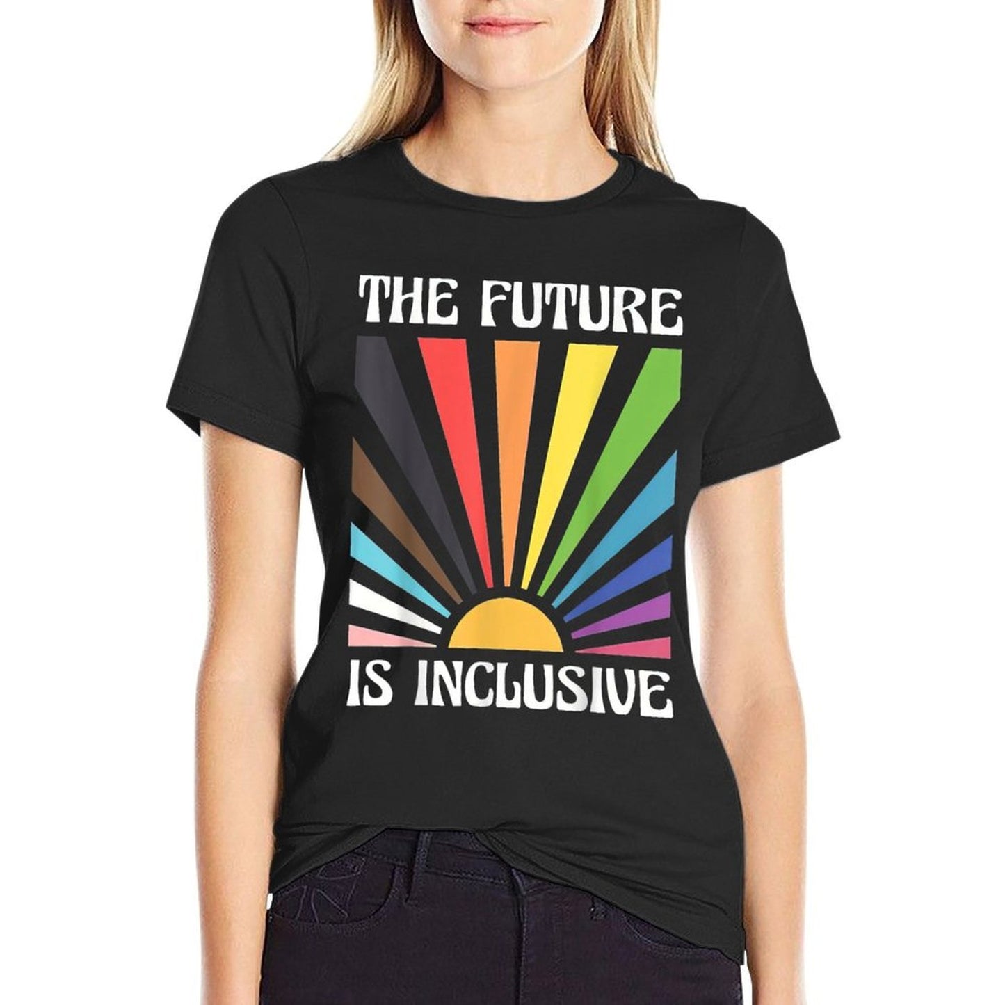 Retro The Future Is Inclusive Rainbow Pride  Quick-drying T-Shirt