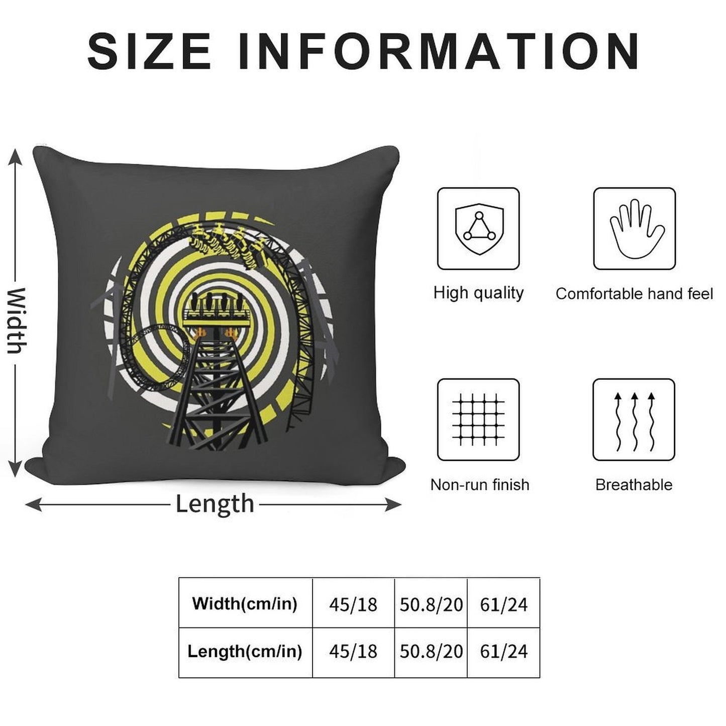 SMILE FOREVER Shirt Design - Black And Yellow Gerstlauer Infinity Coaster Soft Fade-Resistant Throw Pillow