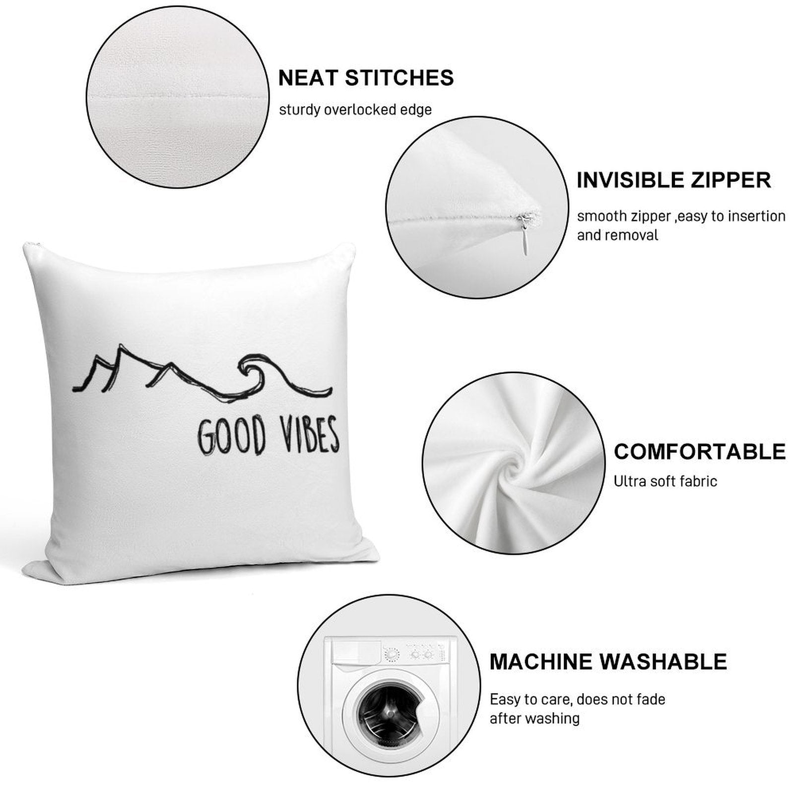 Good Vibes Soft Anti-Pilling Throw Pillow