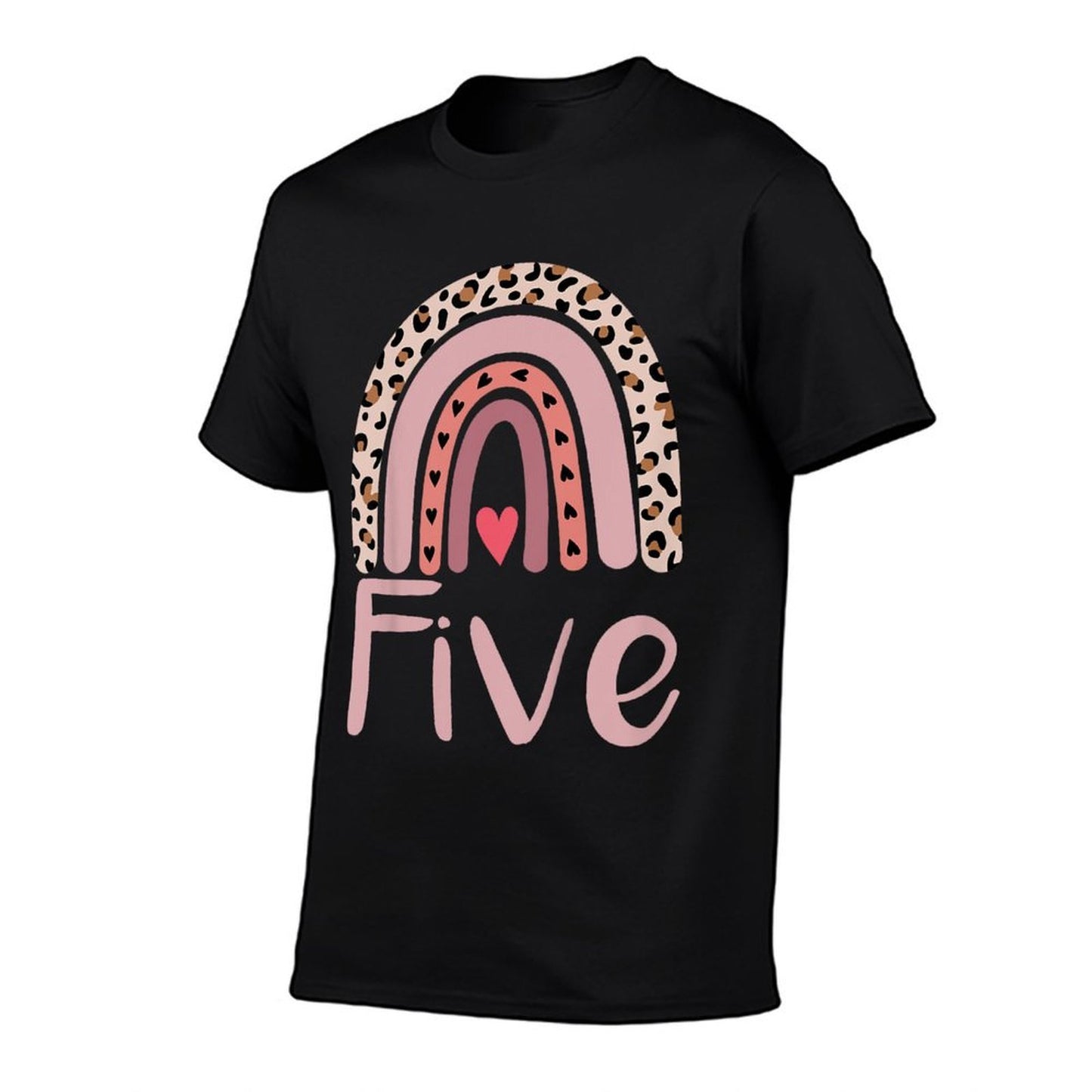 5 Year Old Leopard Rainbow Birthday Party Cute Girl 5th Gift  Relaxed-fit T-Shirt