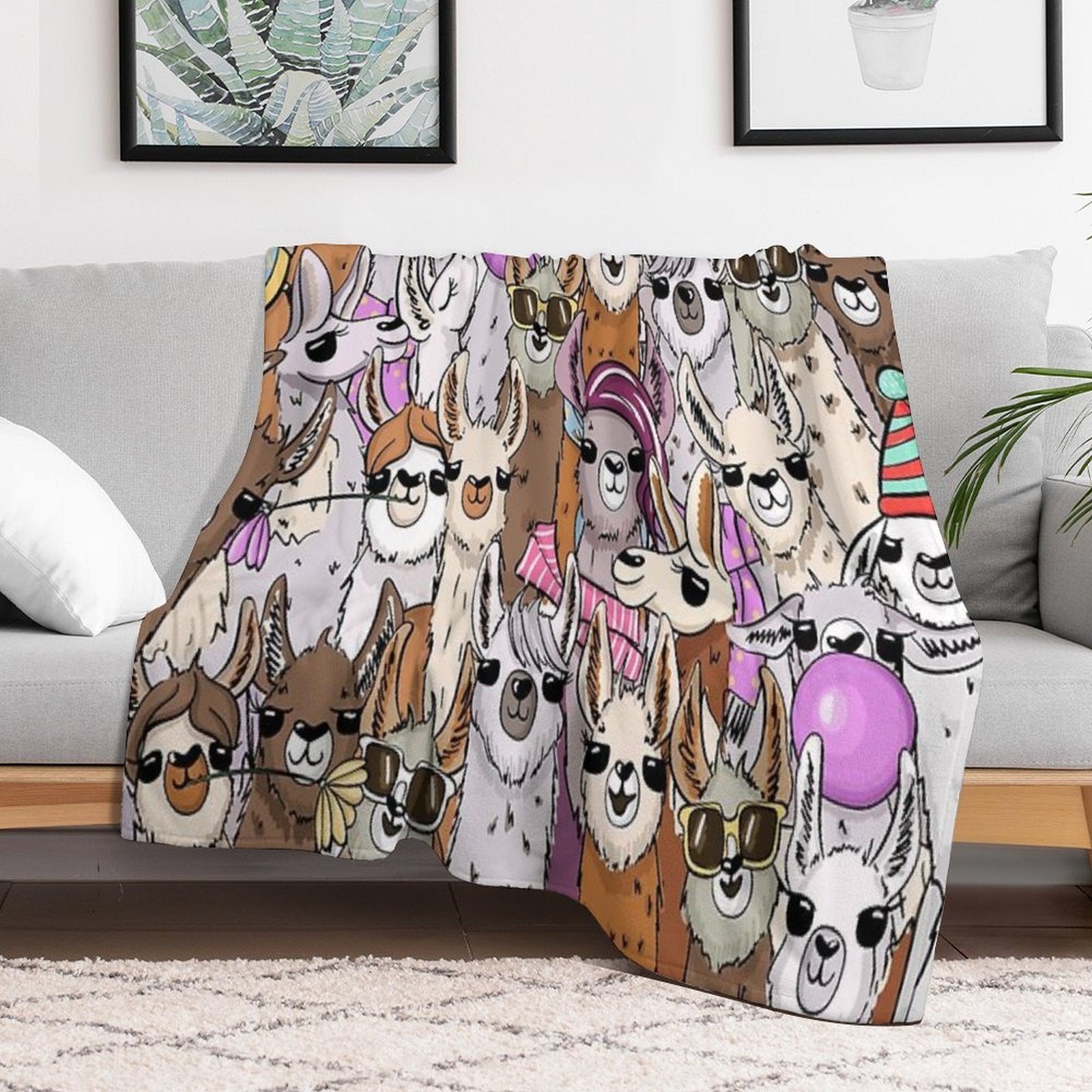 Llama Llama Party Selfie Premium Throw Blanket
