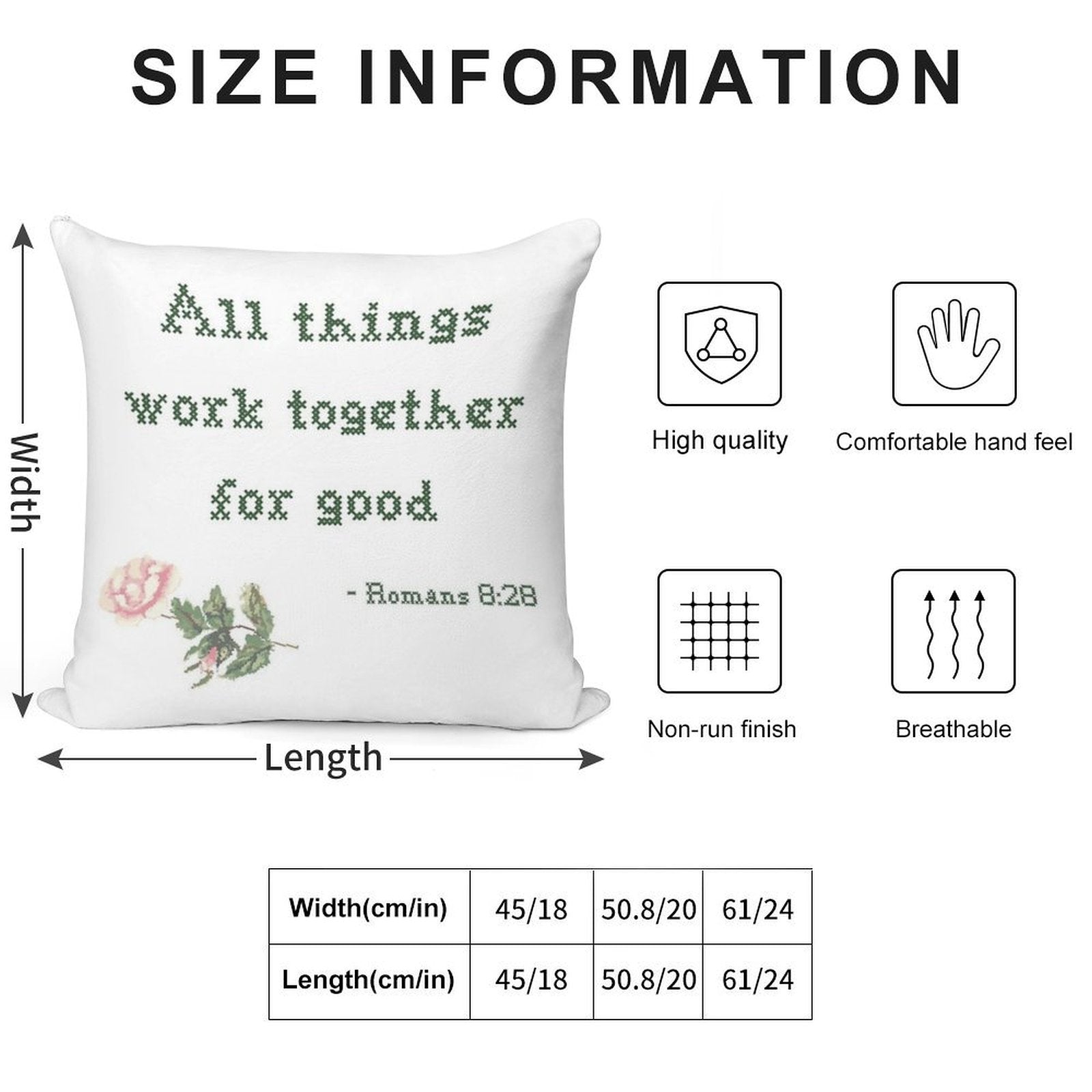 All Things Work Together for Good Soft Reinforced Edging Throw Pillow