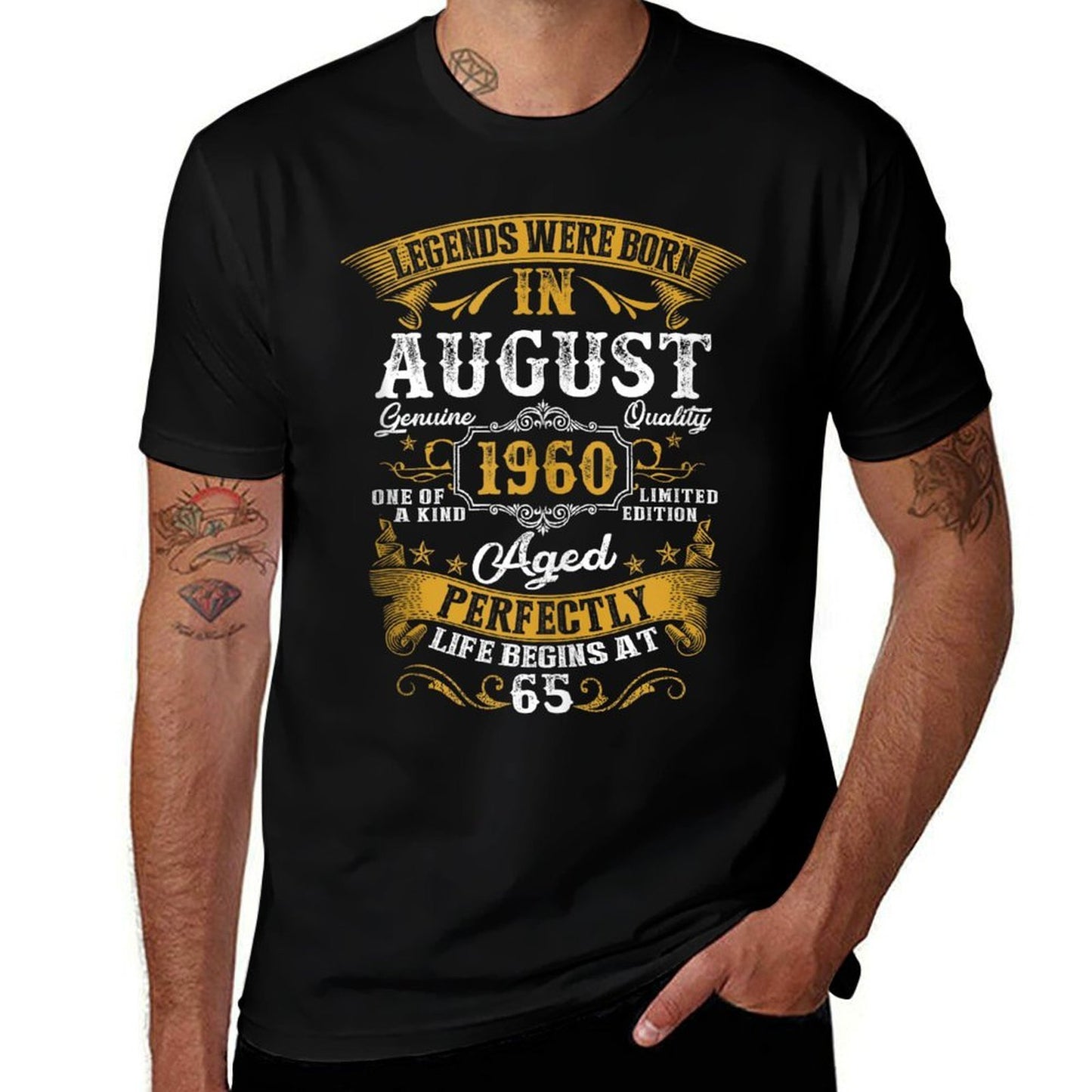 Vintage Legend August 1960 65th Birthday Gifts 65 Year Old Cotton T-Shirt