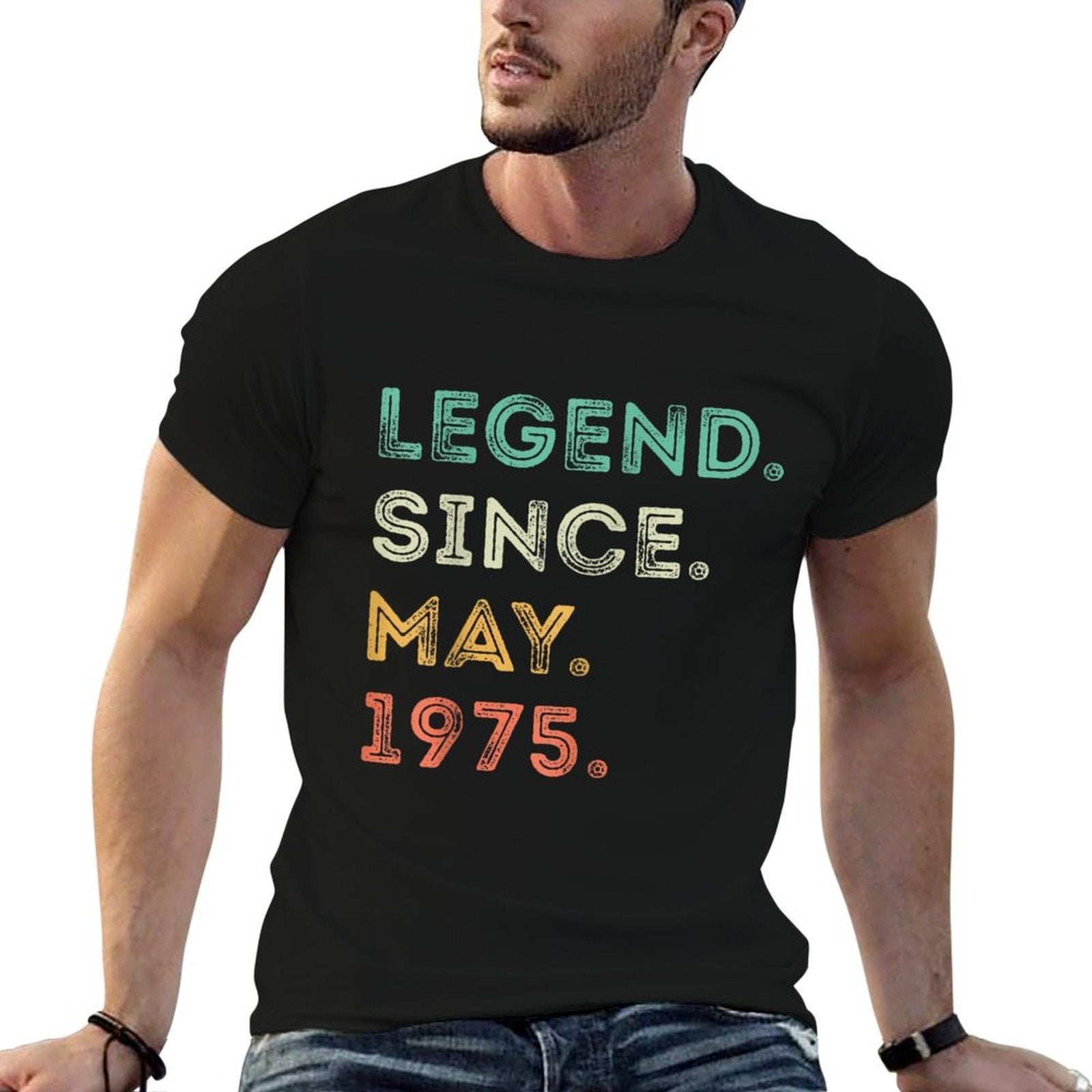50 Years Old Legend Since May 1975 50th Birthday  Fade-proof Color T-Shirt
