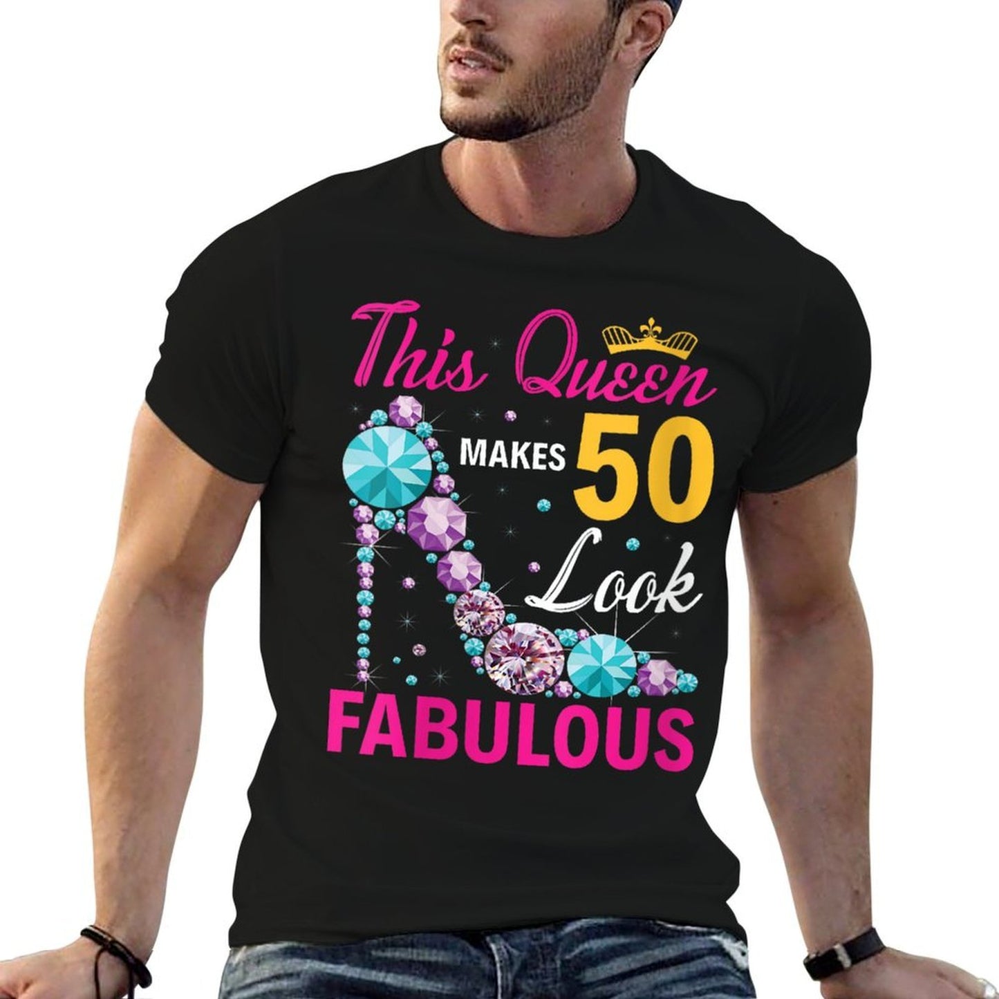Womens This Queen Makes 50 Look Fabulous Woman 50th Birthday Comfortable T-Shirt