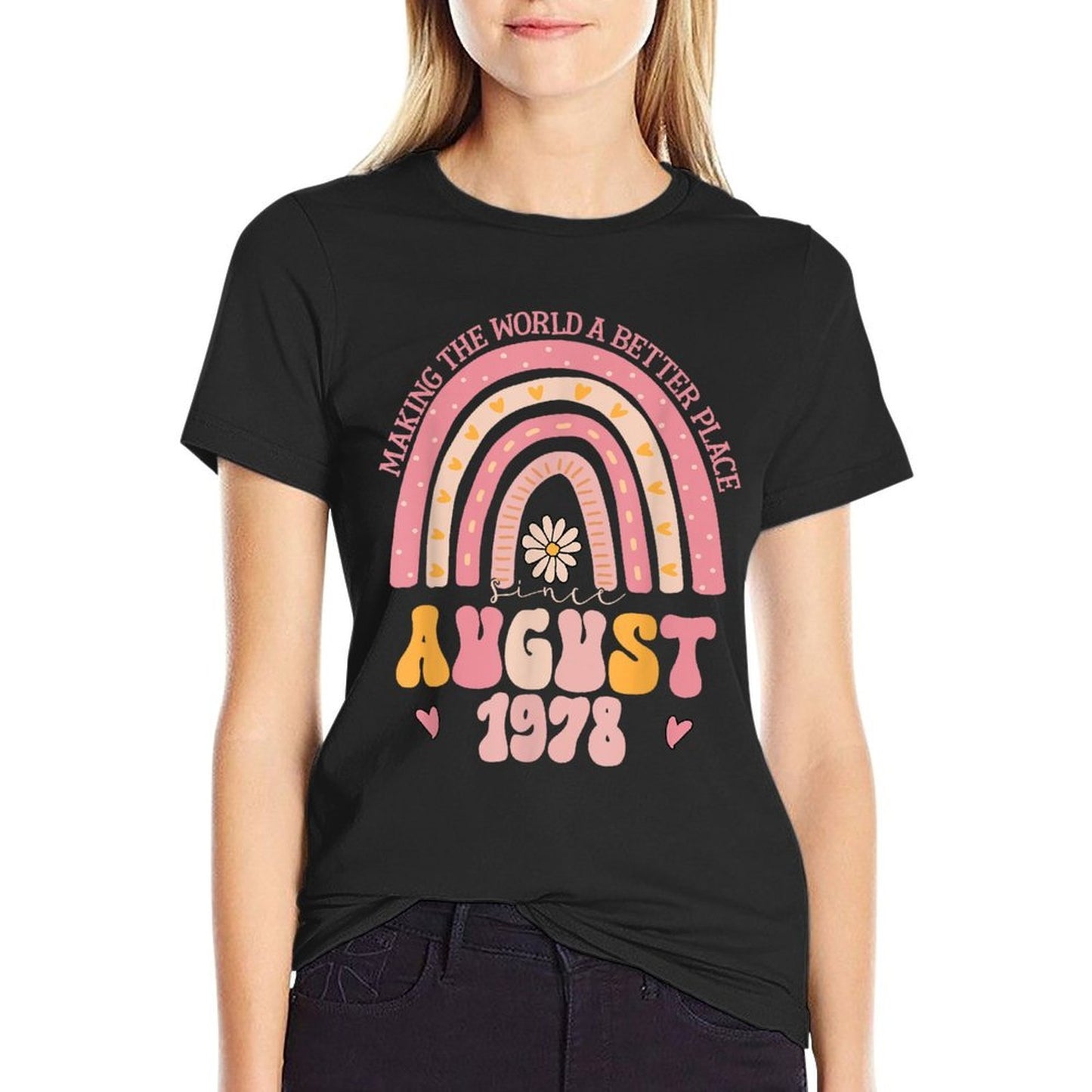 Turning 47 Retro August 1978 47th Birthday for Women Summer-ready Fabric T-Shirt