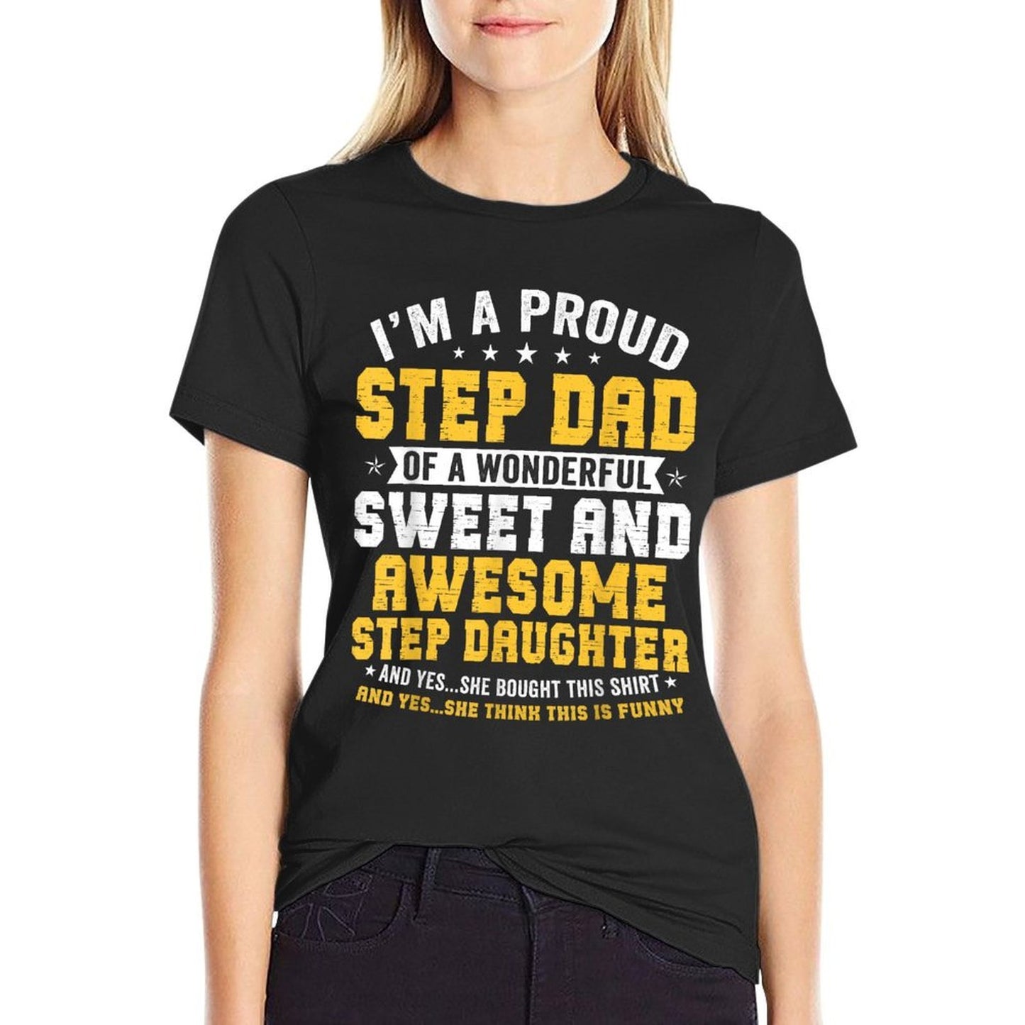 Step Dad Fathers Day Men Funny Step Daughter Stepdad Trendy Pattern T-Shirt