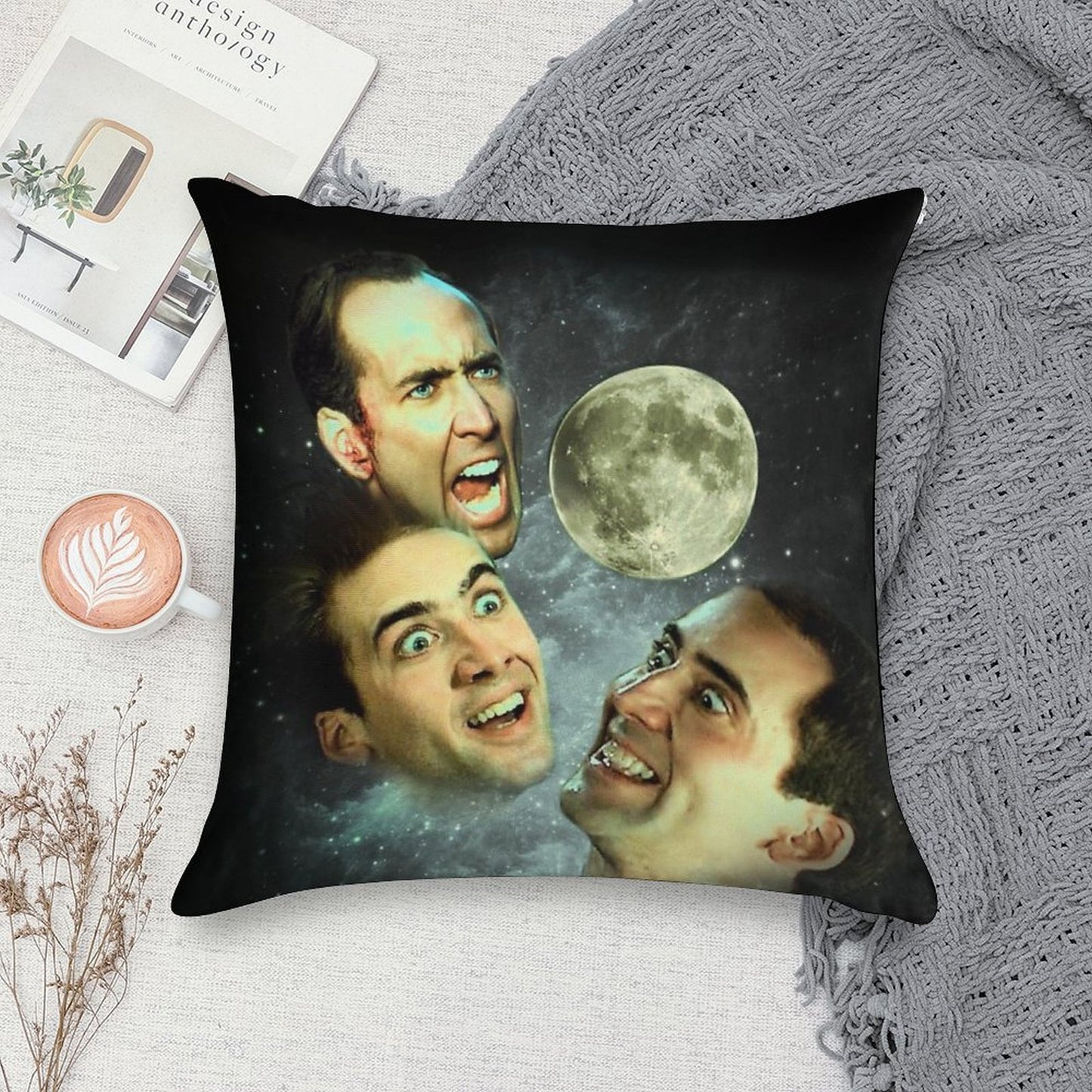 Three Cage Moon Soft Easy Maintenance Throw Pillow